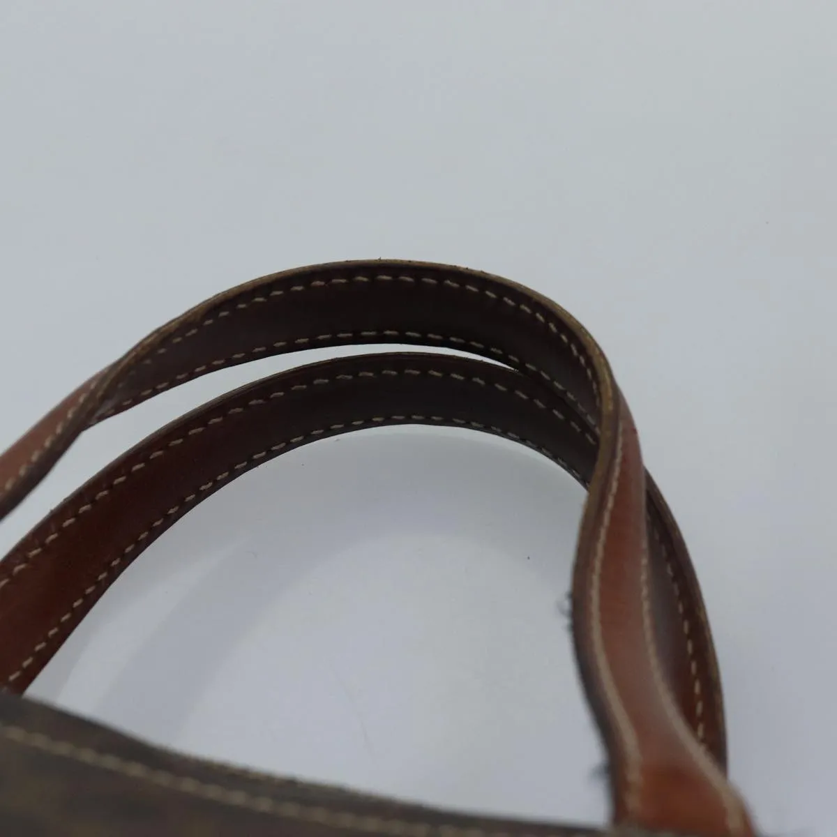 CELINE Macadam Canvas Hand Bag PVC Leather Brown Auth yk13002