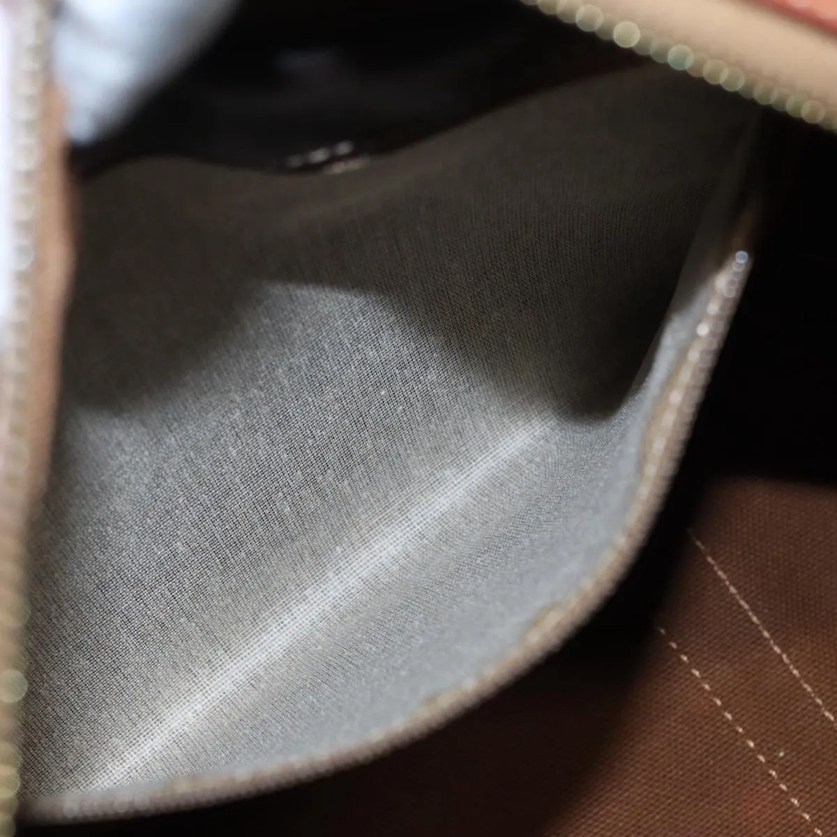 CELINE Macadam Canvas Hand Bag PVC Leather Brown Gold Auth ar12375