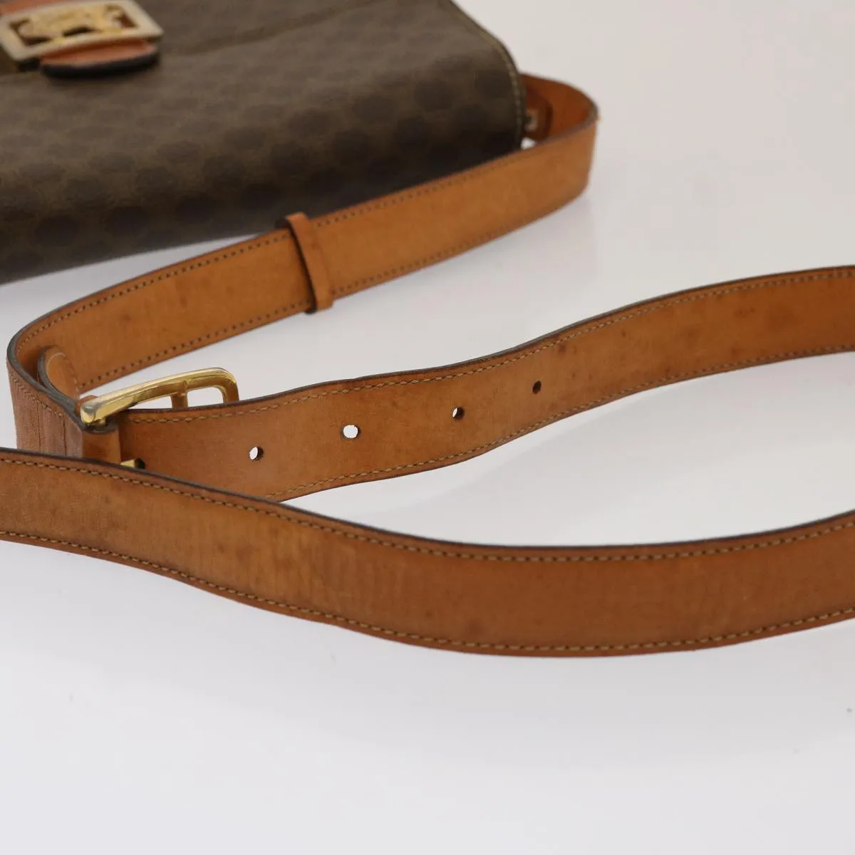 CELINE Macadam Canvas Shoulder Bag PVC Brown Auth 73006