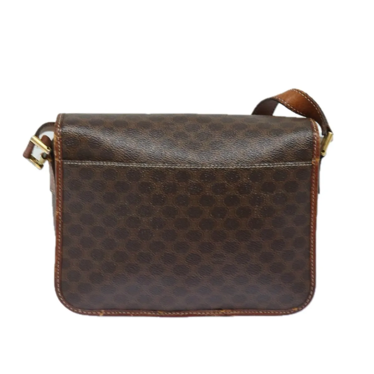CELINE Macadam Canvas Shoulder Bag PVC Leather Brown Auth 79818