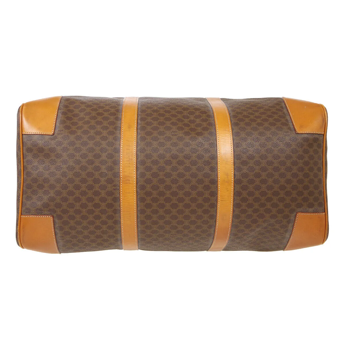 CELINE Macadam Pattern Travel Hand Bag Purse Brown PVC Leather 40294