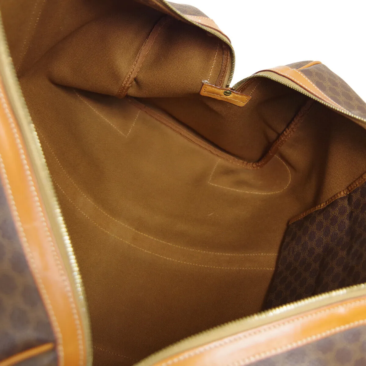 CELINE Macadam Pattern Travel Hand Bag Purse Brown PVC Leather 40294