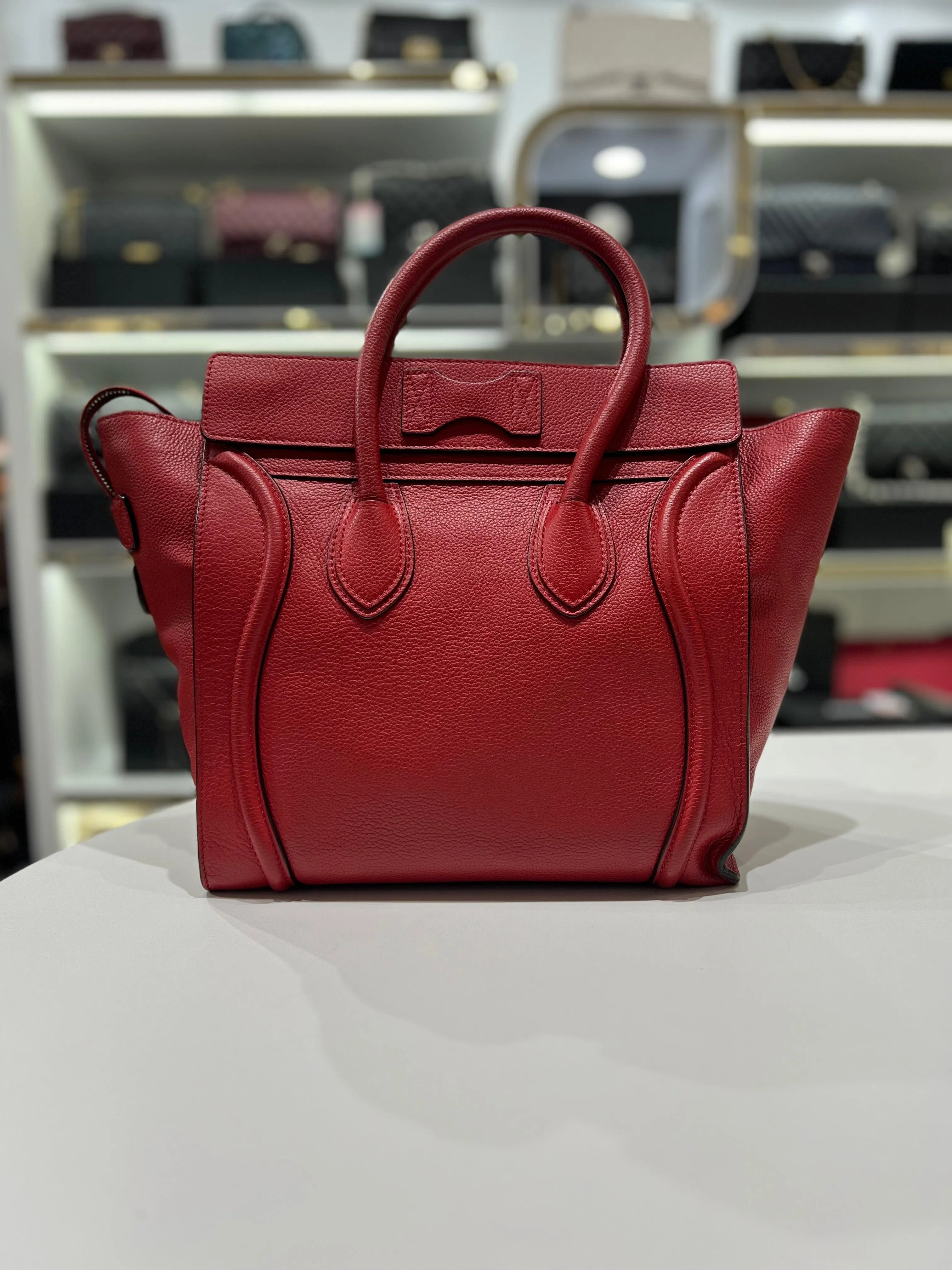CELINE Red Calfskin Leather For Women Tote Bag