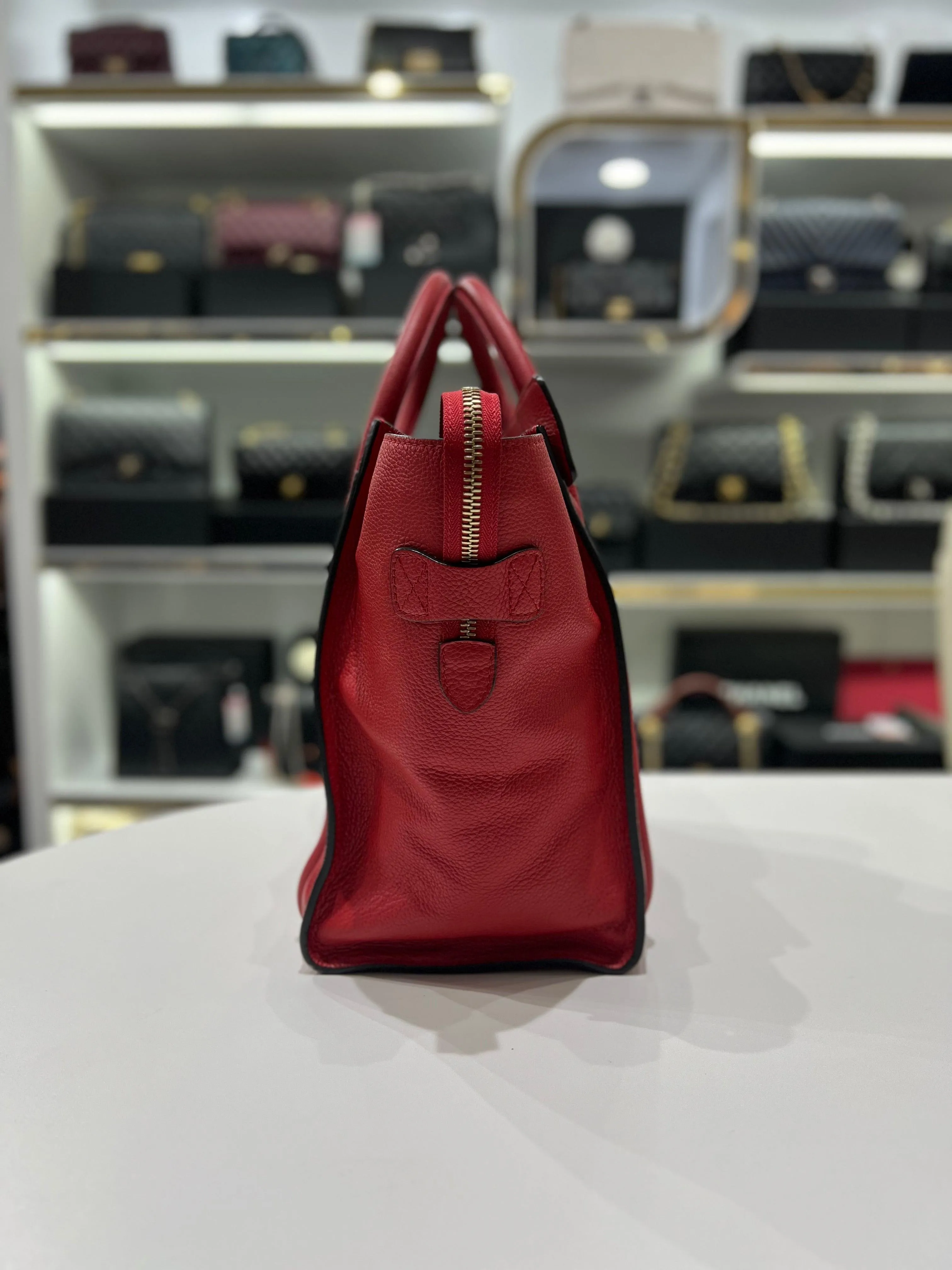 CELINE Red Calfskin Leather For Women Tote Bag