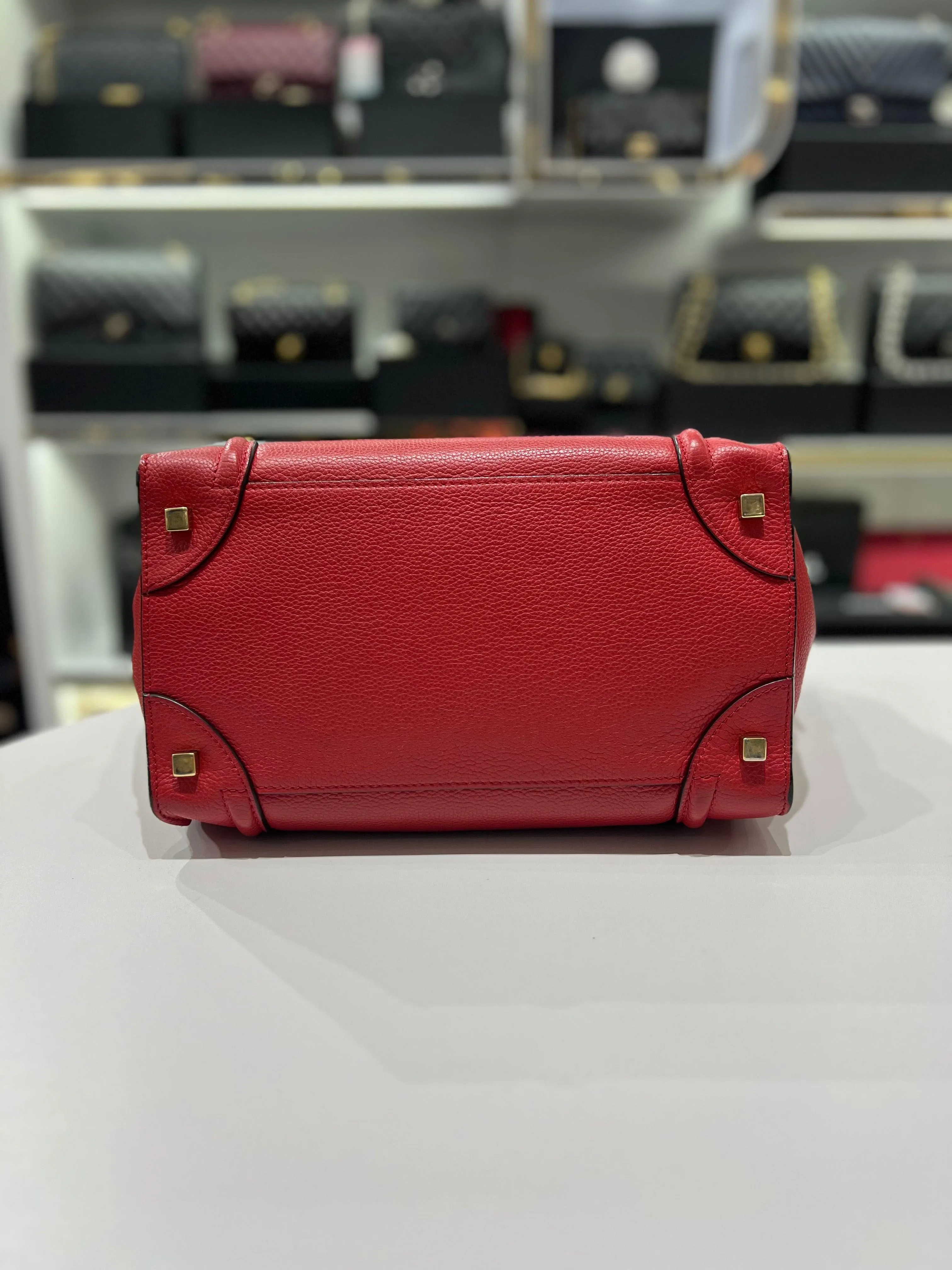 CELINE Red Calfskin Leather For Women Tote Bag