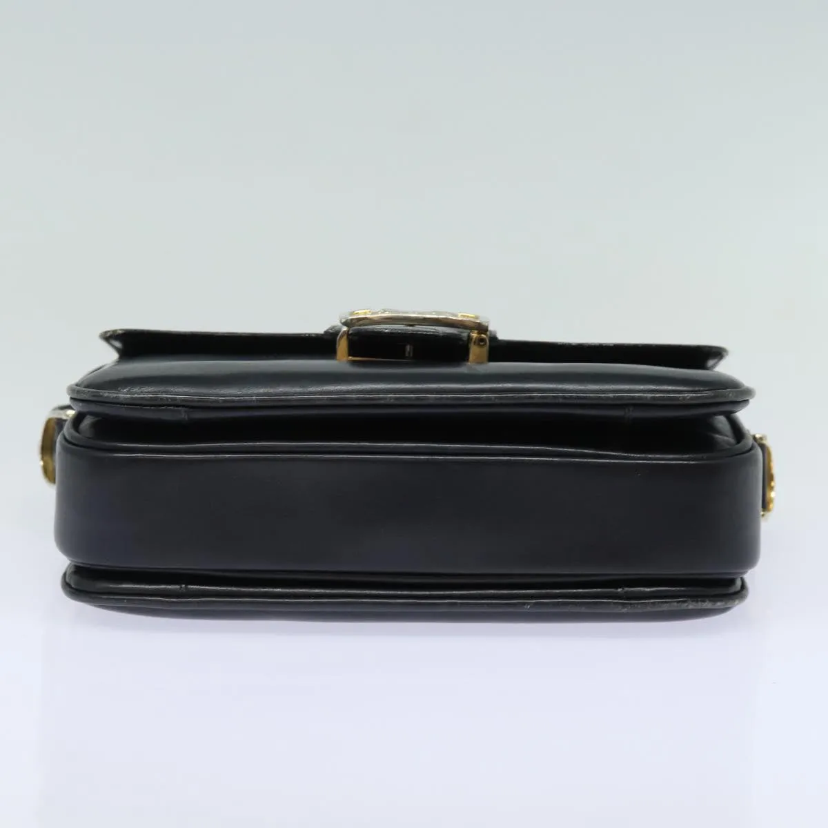 CELINE Shoulder Bag Leather Black Auth 84213