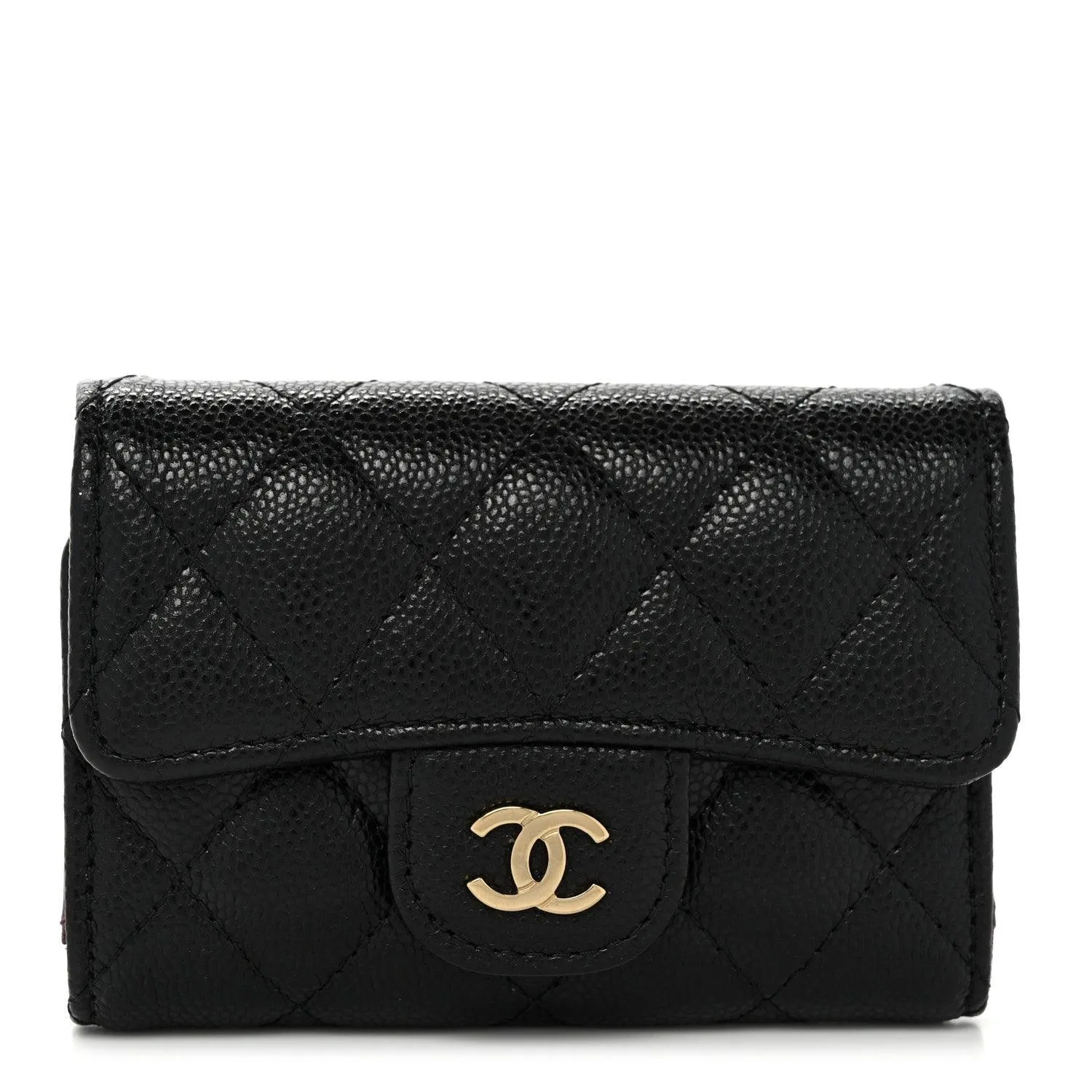 Chanel Caviar Quilted Classic 4 Key Holder Wallet Black