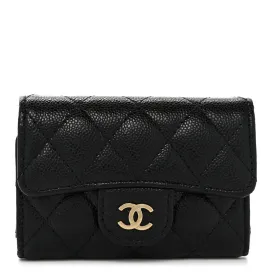 Chanel Caviar Quilted Classic 4 Key Holder Wallet Black