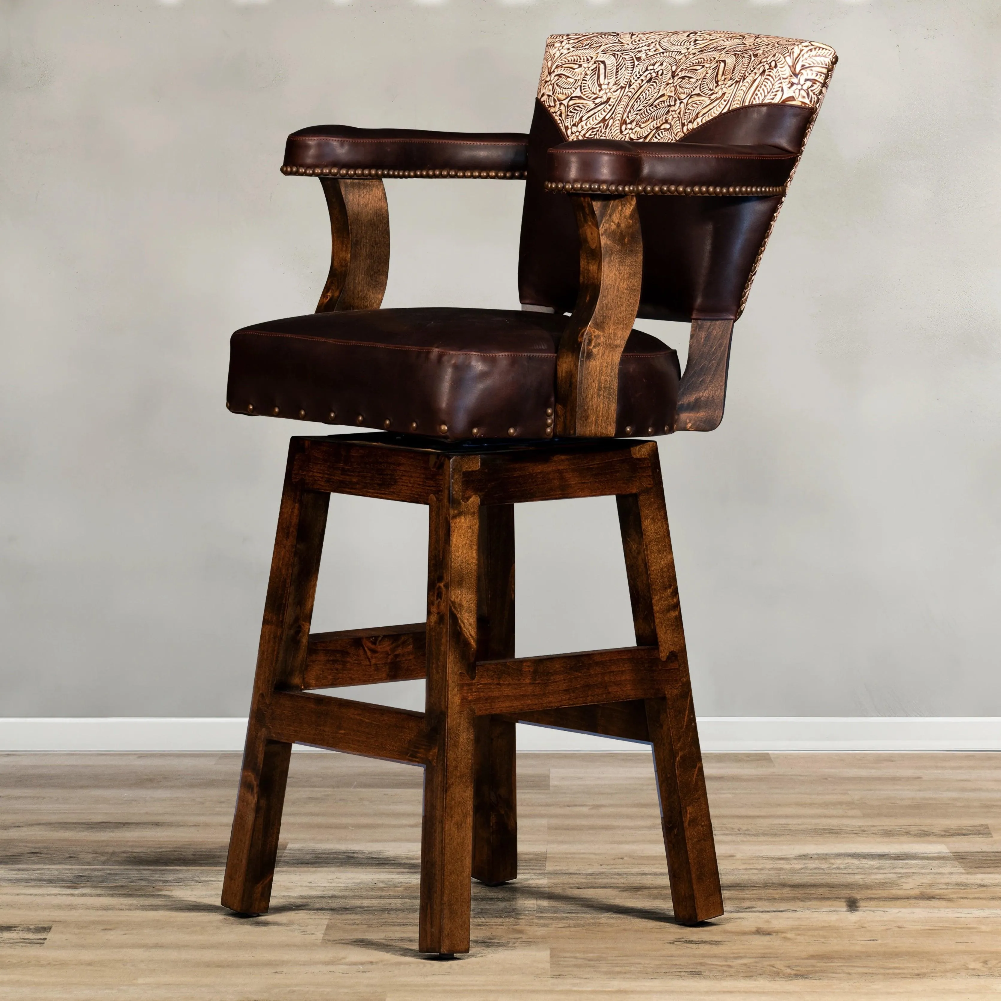 Chisum Western Leather Bar Chair