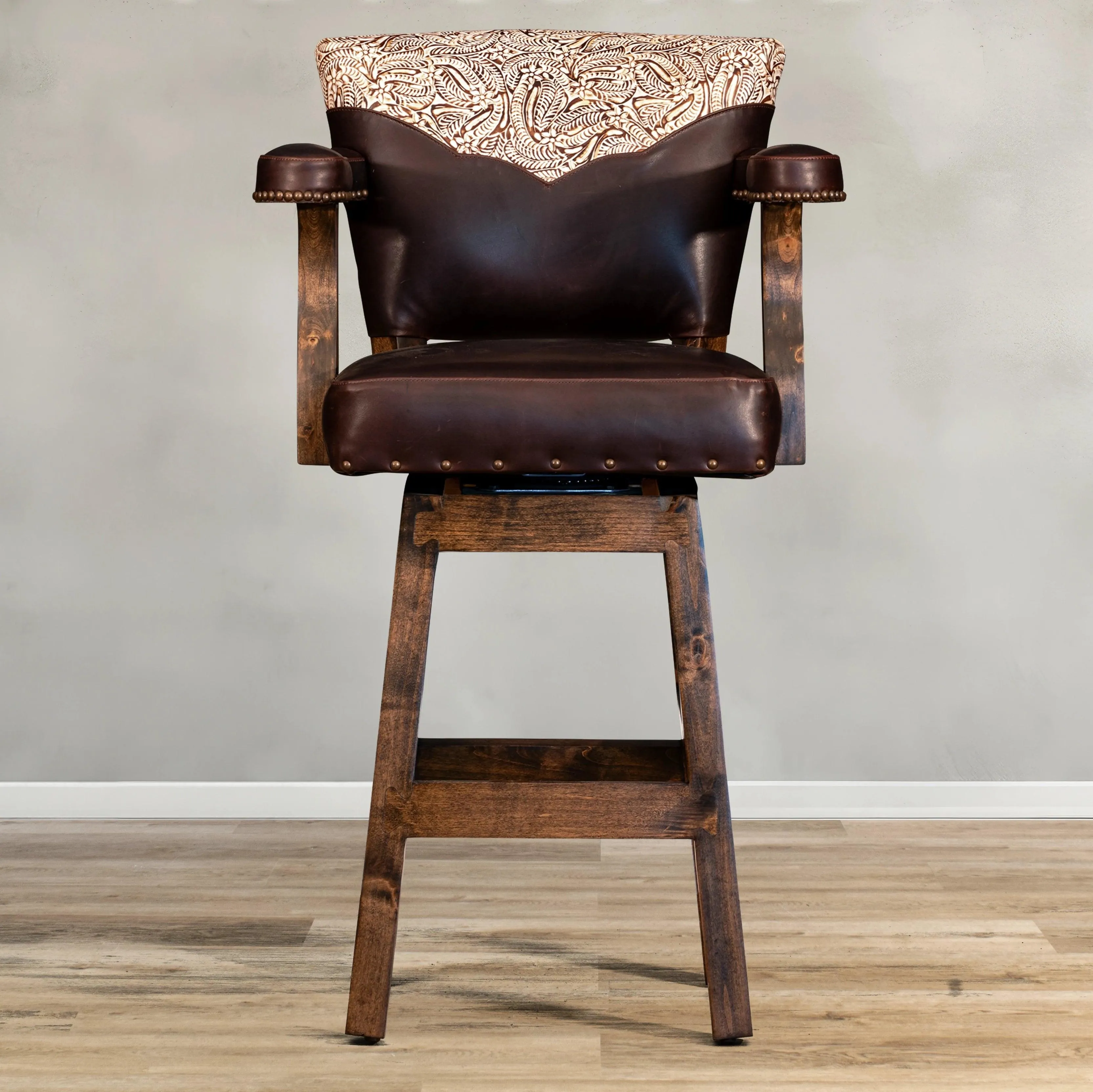 Chisum Western Leather Bar Chair