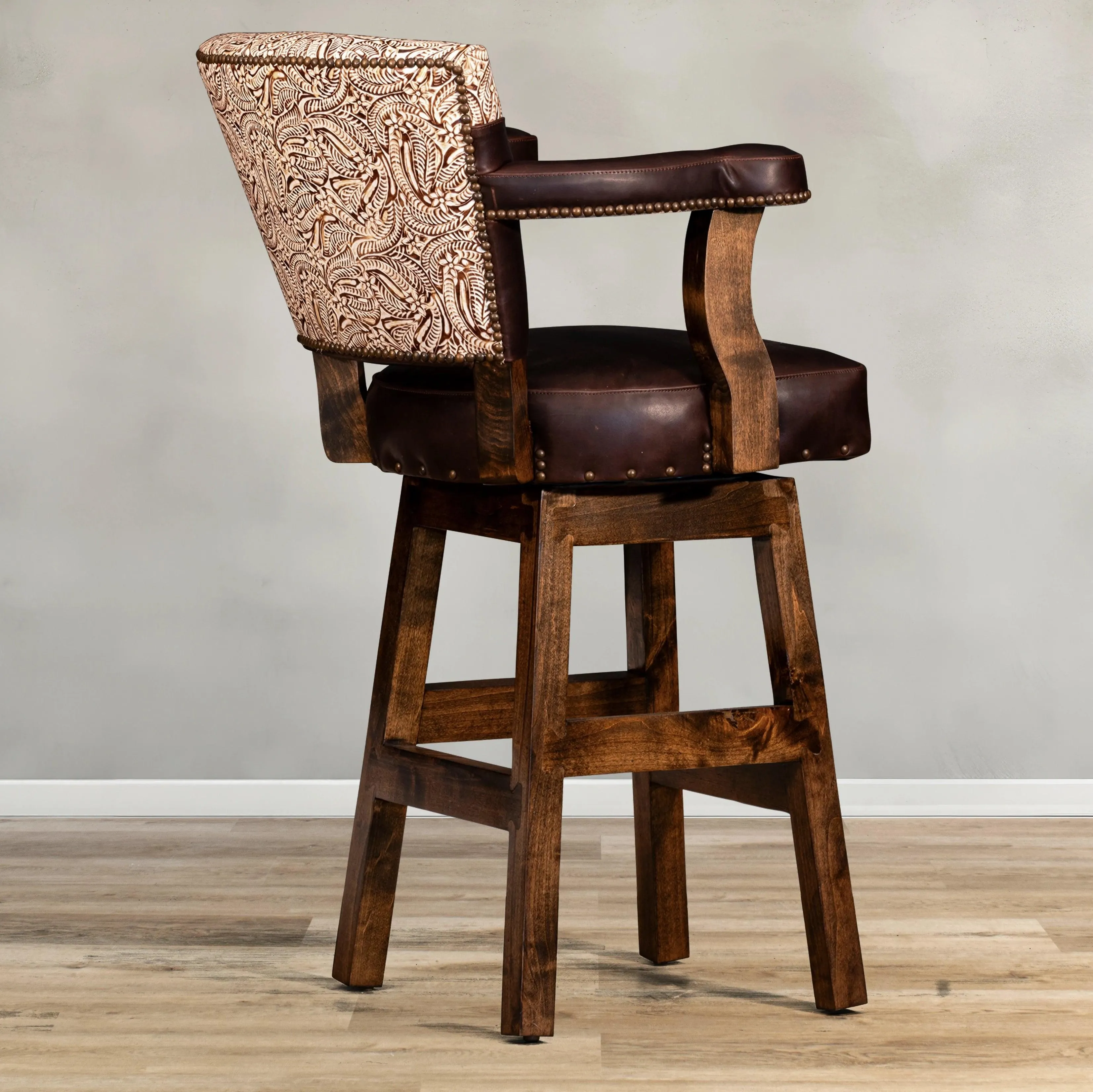 Chisum Western Leather Bar Chair