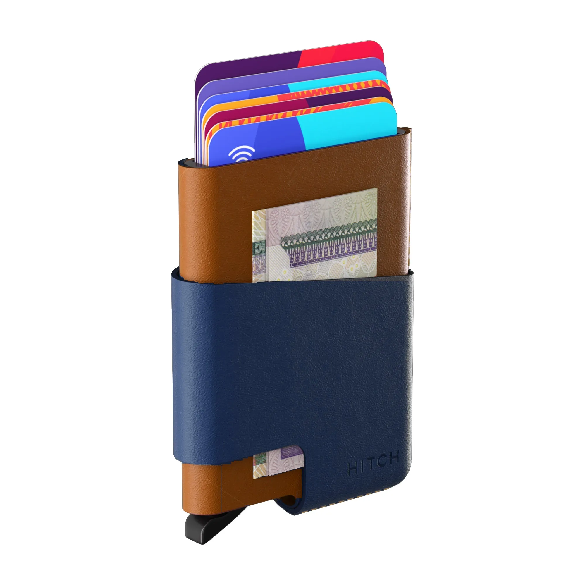 CUT-OUT Cardholder - RFID Block Featured - Handmade Natural Genuine Leather - Havan-Navy