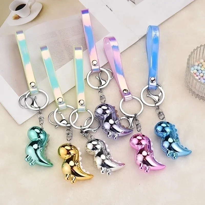Cute Little Dinosaur Doll Acrylic Key Pendant Leather Cord Keychain