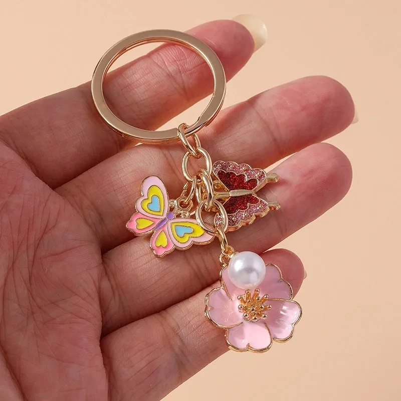 Cute Sweet Flower Butterfly Alloy Keychain