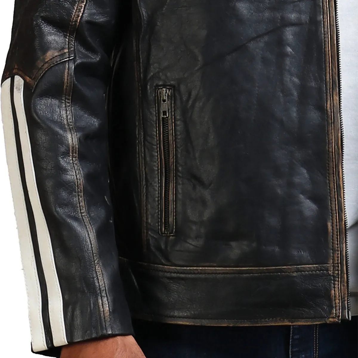 Distressed Black And White Striped Jacket