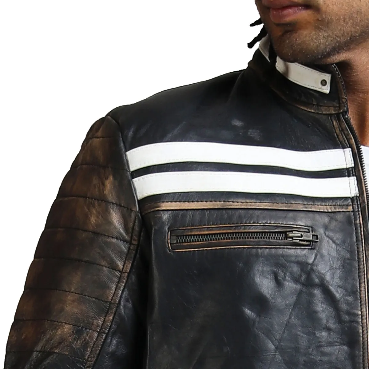 Distressed Black And White Striped Jacket