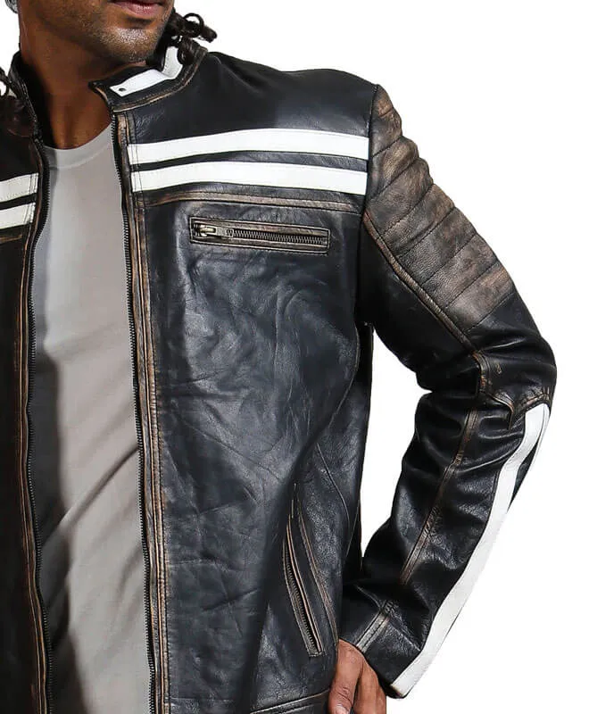 Distressed Black And White Striped Jacket