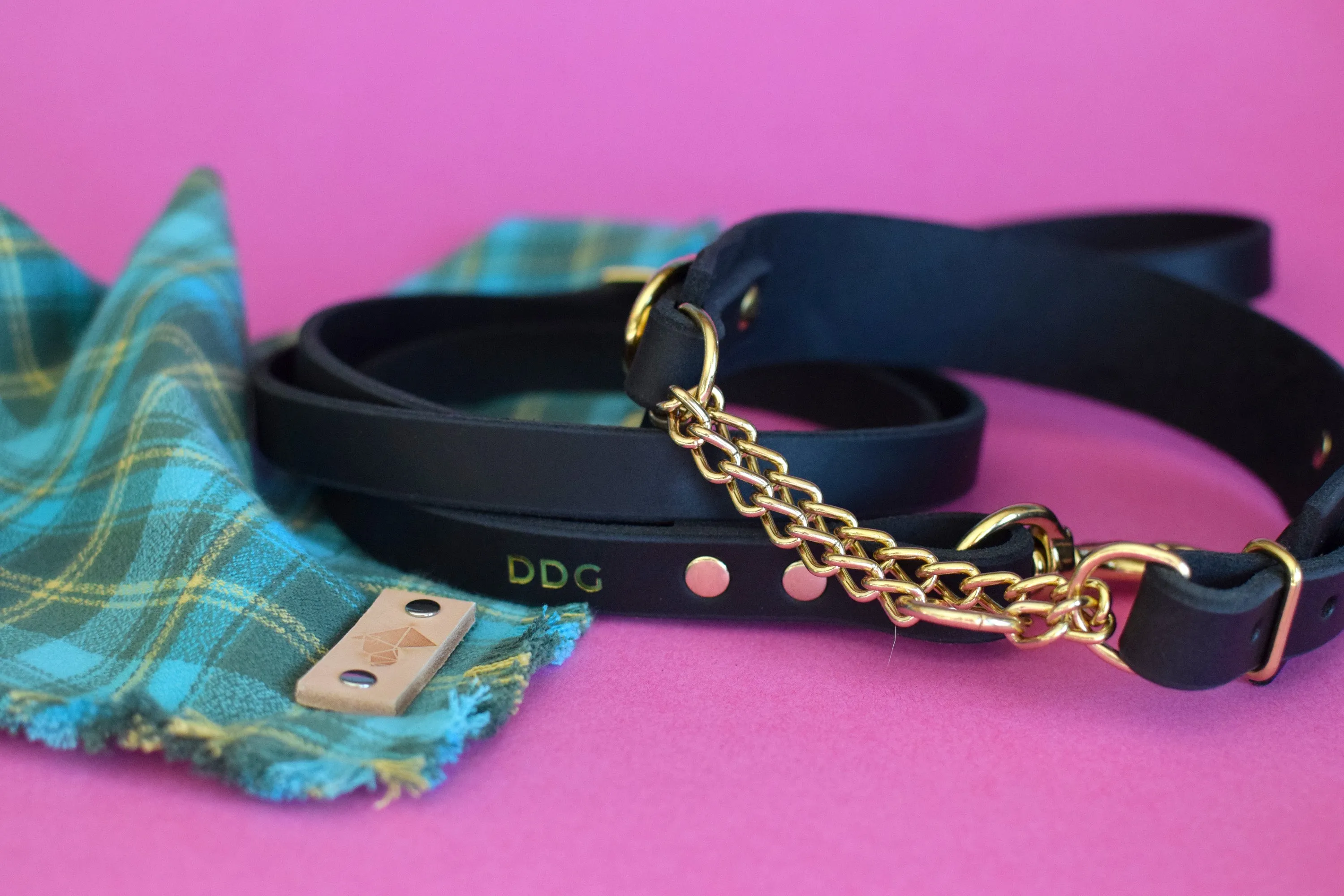 EXCLUSIVE LEATHER COLLECTION - Ebony Leather Martingale Collar