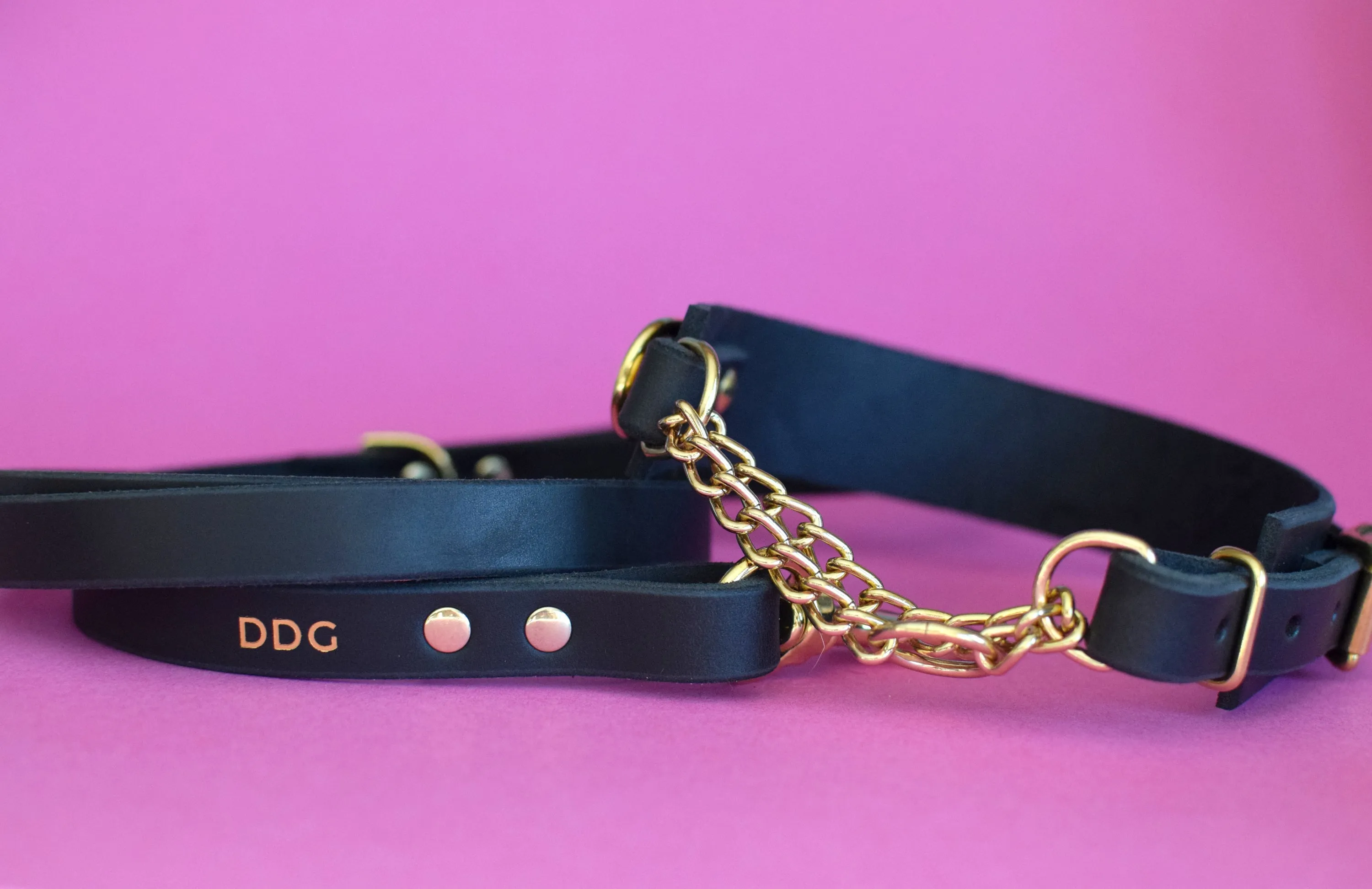 EXCLUSIVE LEATHER COLLECTION - Ebony Leather Martingale Collar