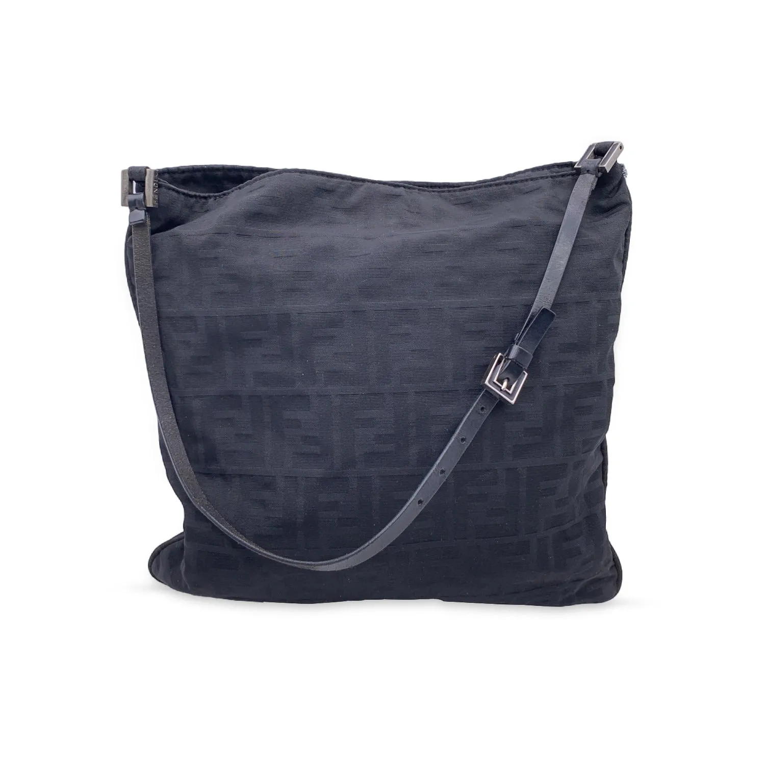 FENDI Black Monogram Zucca Canvas Tote Shoulder Bag