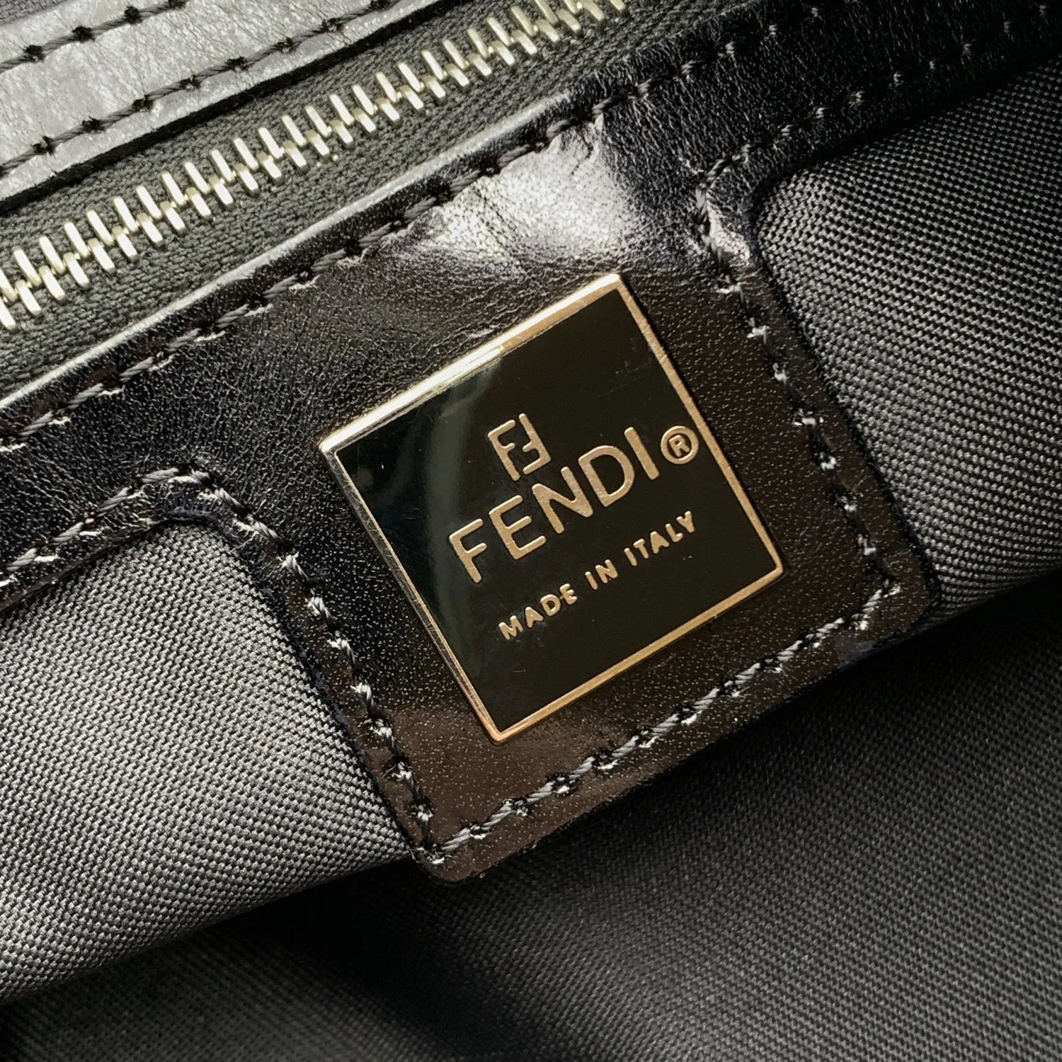 FENDI Black Monogram Zucca Canvas Tote Shoulder Bag