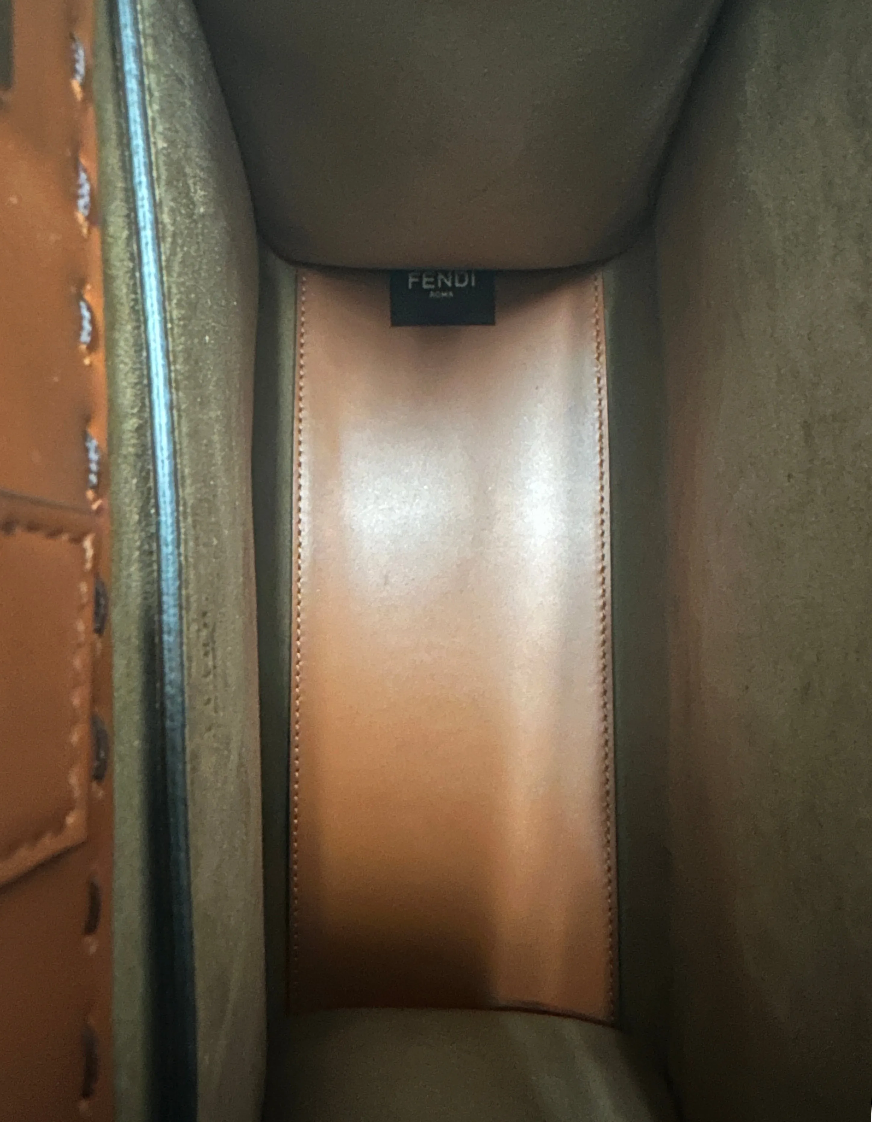 Fendi Brown Leather Small Fendi Sunshine Shopper Tote Bag