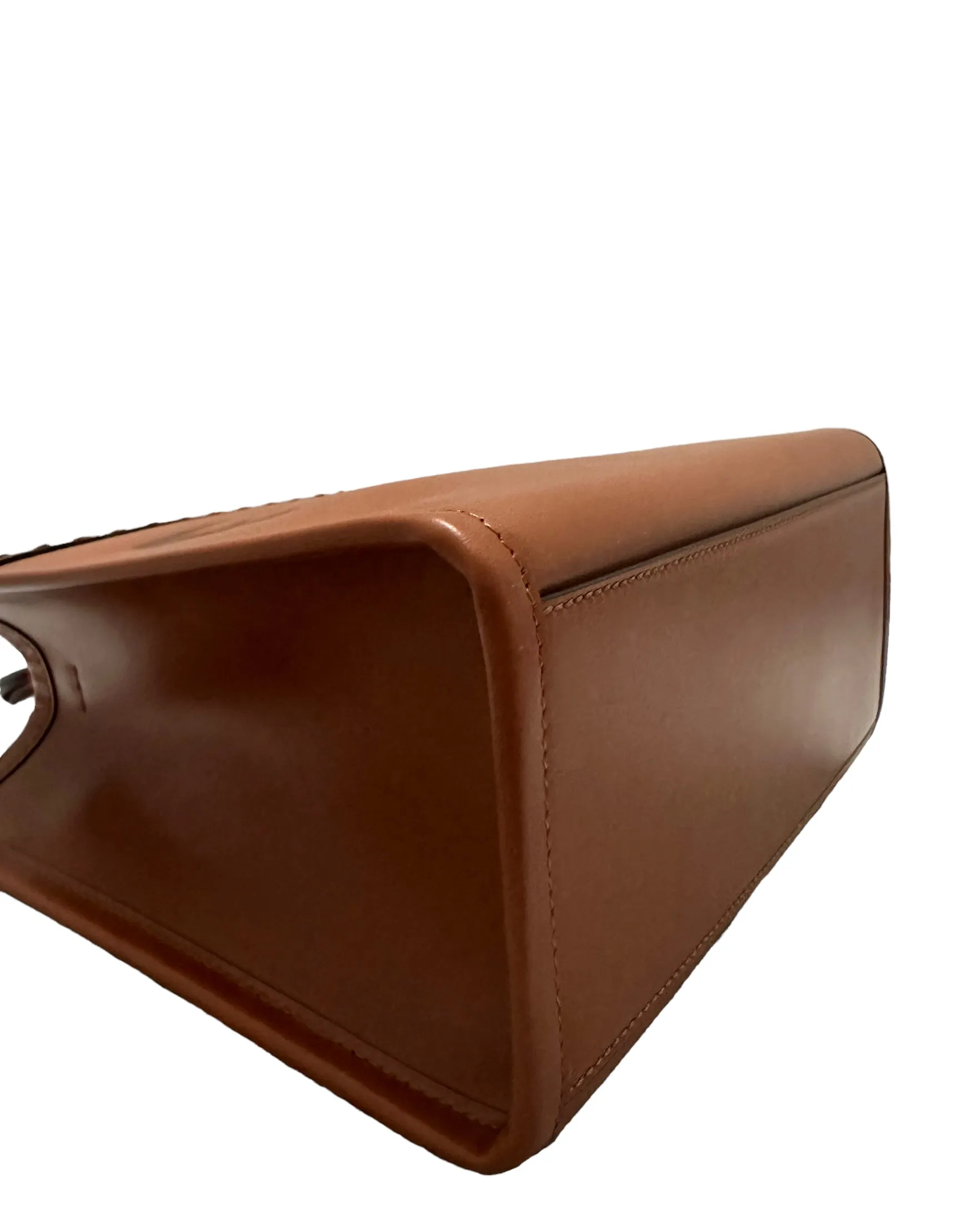 Fendi Brown Leather Small Fendi Sunshine Shopper Tote Bag