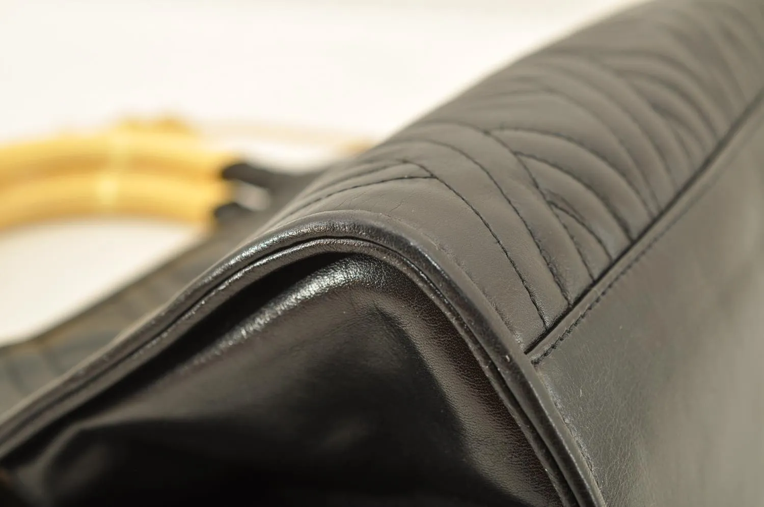 FENDI Chain Hand Bag Leather 2way Black  am2376s