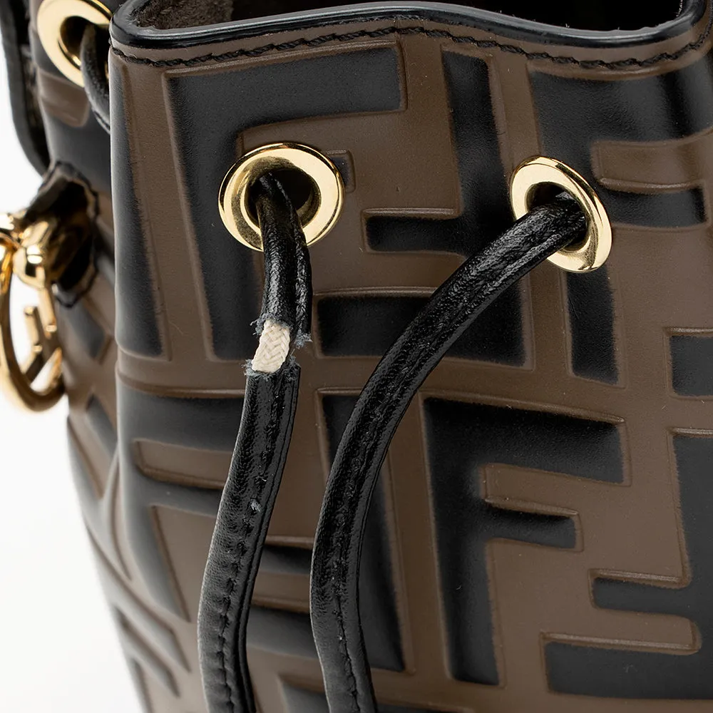 Fendi FF Embossed Calfskin Mon Tresor Mini Bucket Bag (SHF-18974)