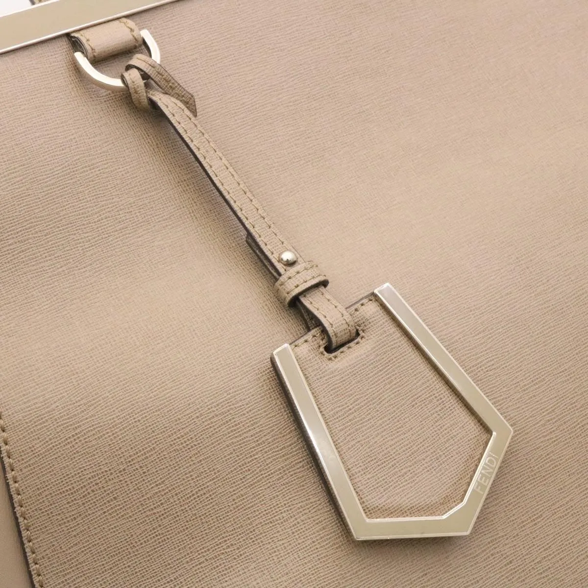 FENDI Hand Bag Leather 2way Shoulder Bag Gray Auth am2118g