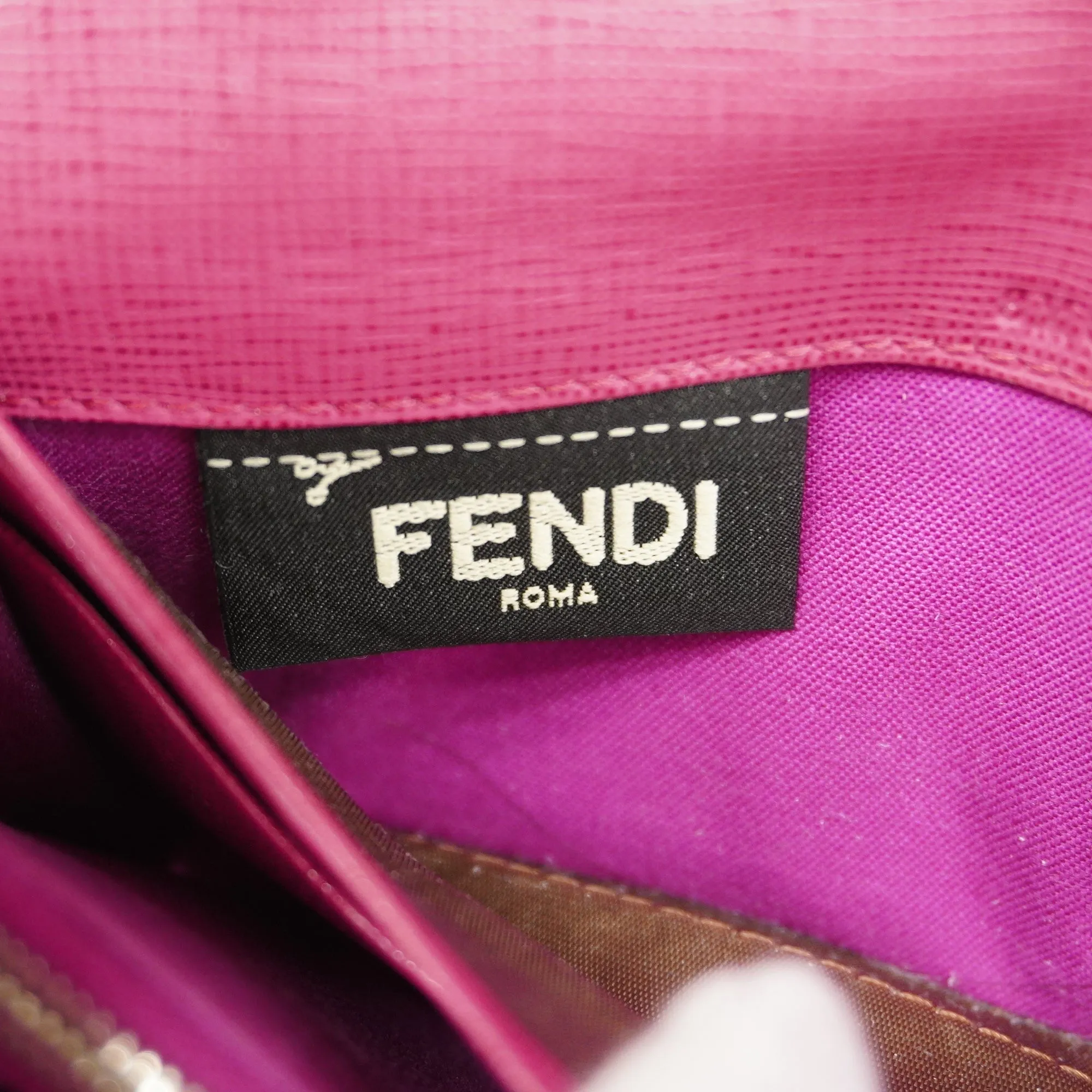 FENDI  Monster Silver Hardware Leather Long Wallet [bi-fold] Blue,Ivory,Pink