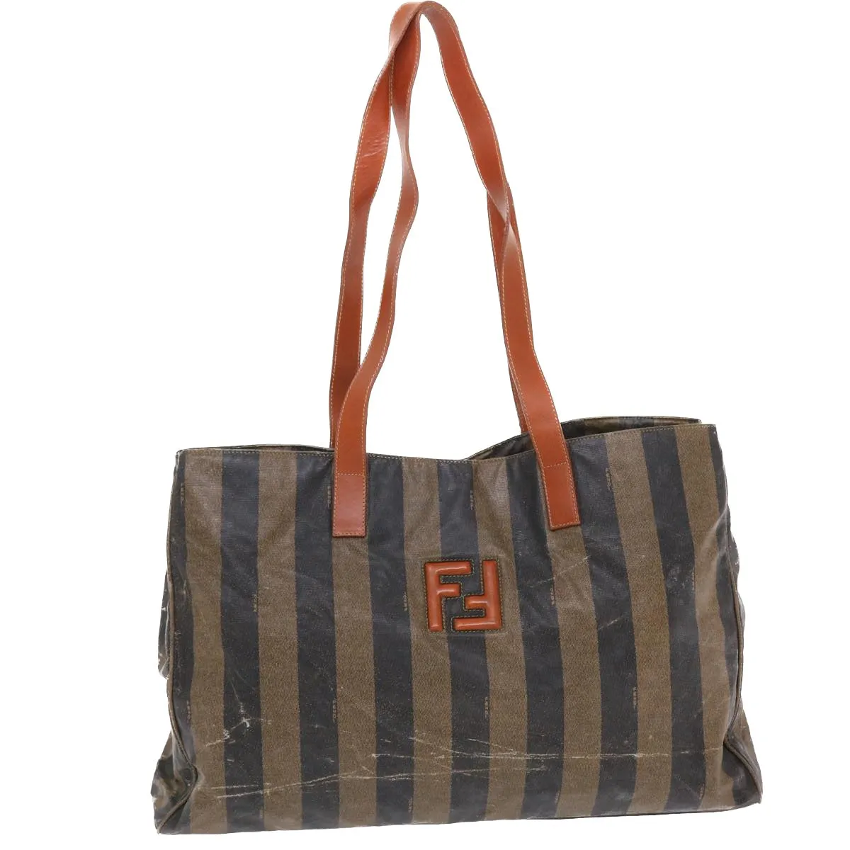 FENDI Pecan Canvas Tote Bag Coated Canvas Brown Black  bs7173