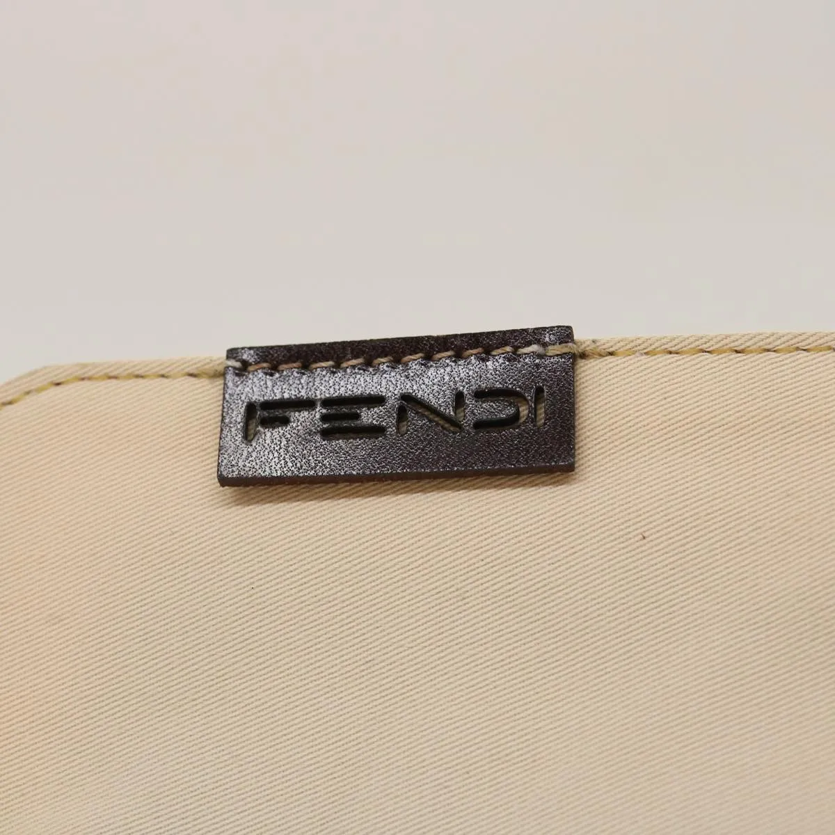FENDI Shoulder Bag Pouch Canvas Beige Auth ar6924