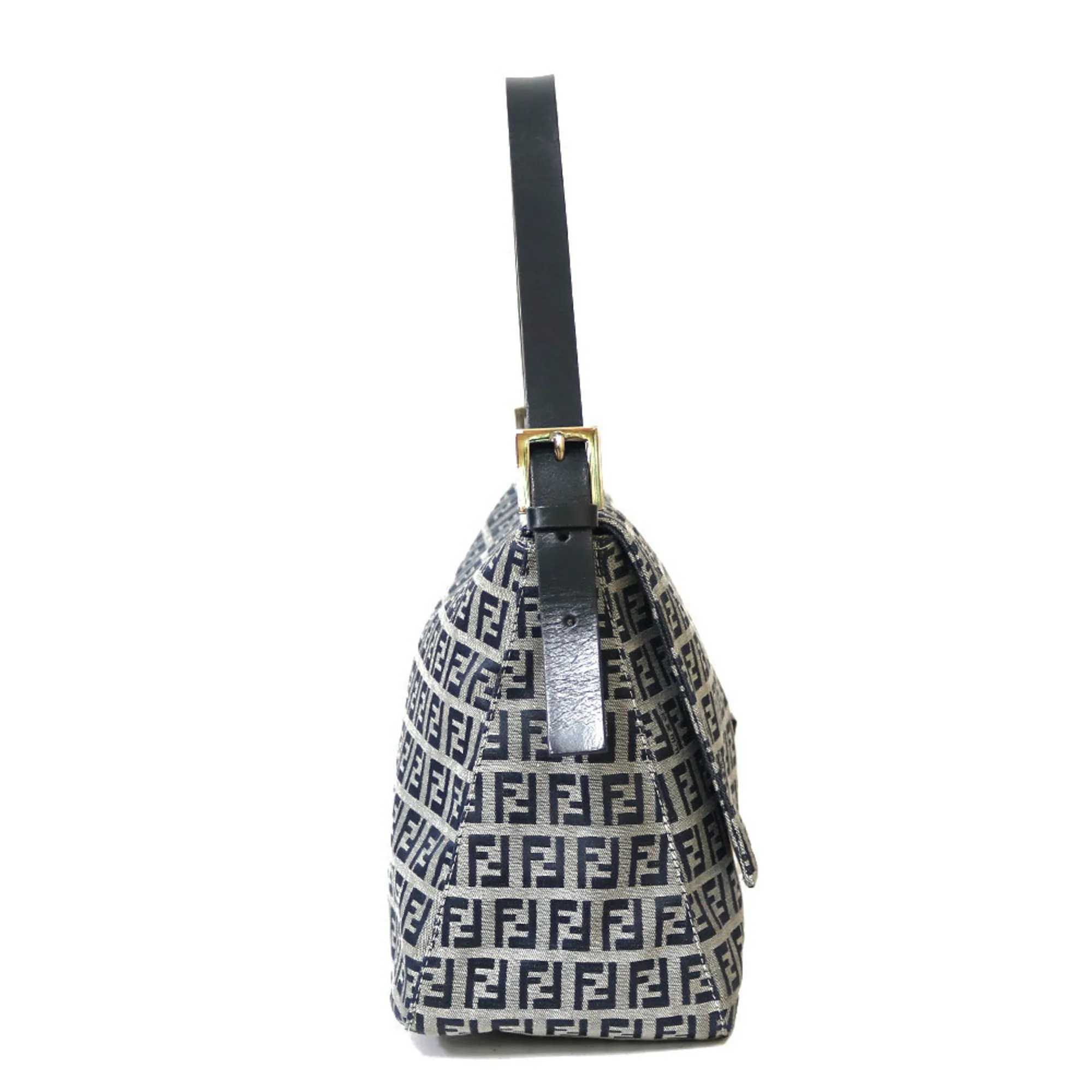 FENDI Shoulder Bag Zucchino Mamma Baguette Blue Ladies