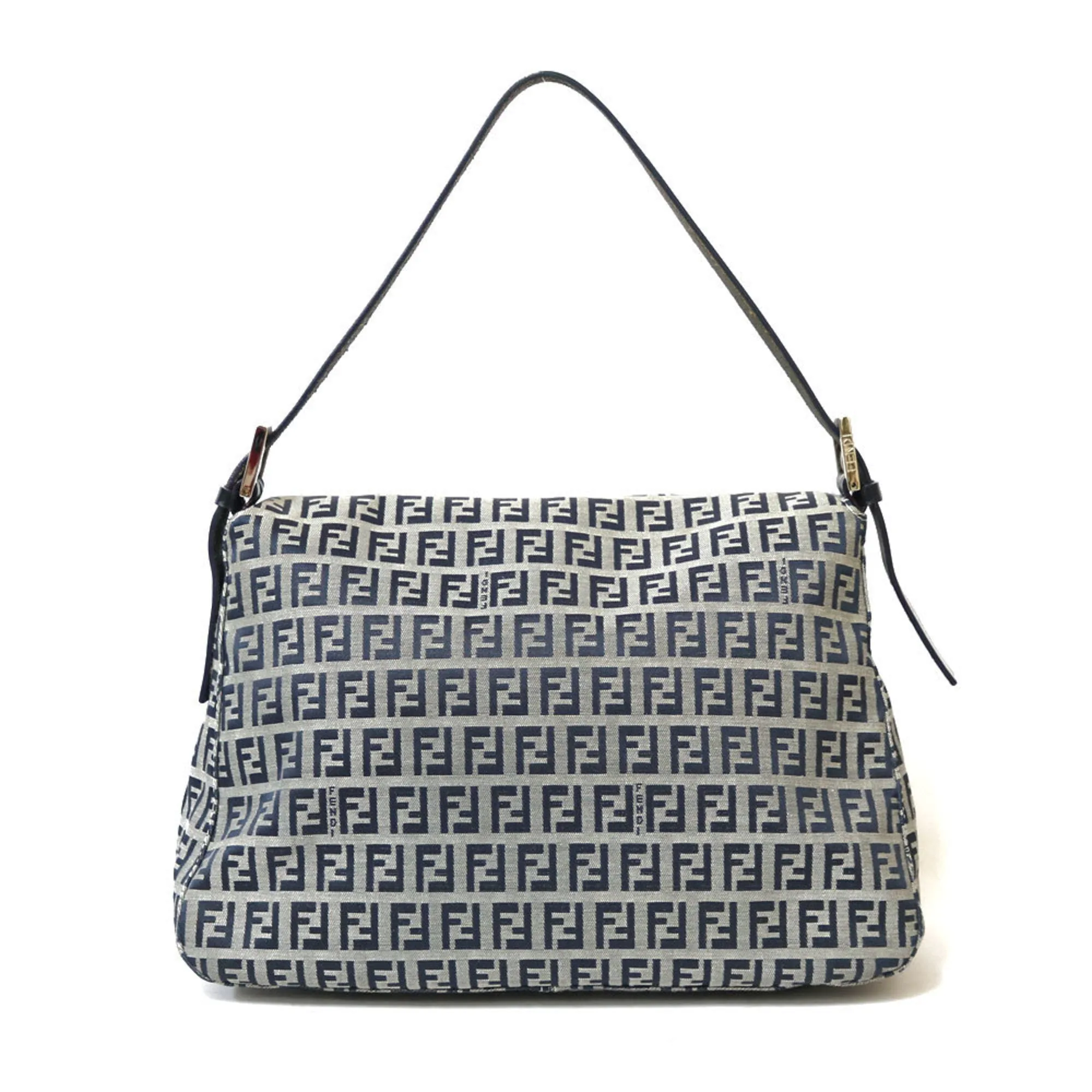 FENDI Shoulder Bag Zucchino Mamma Baguette Blue Ladies