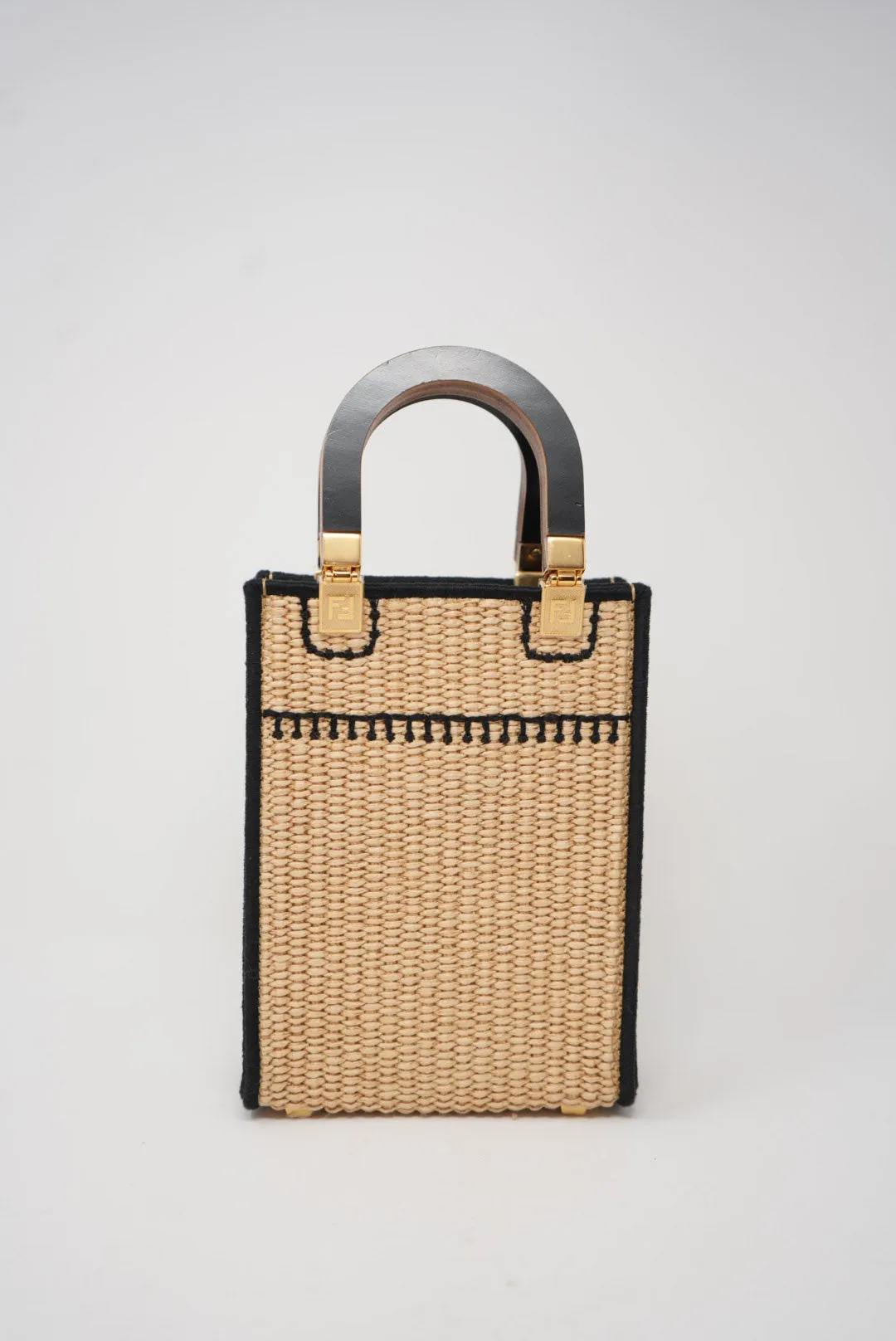 Fendi Sunshine Raffia Mini Tote Bag