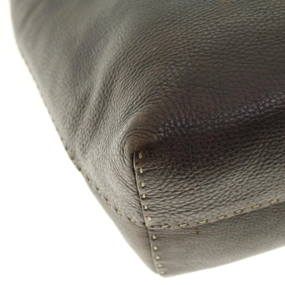 FENDI Tote Bag Leather Brown  rd4683