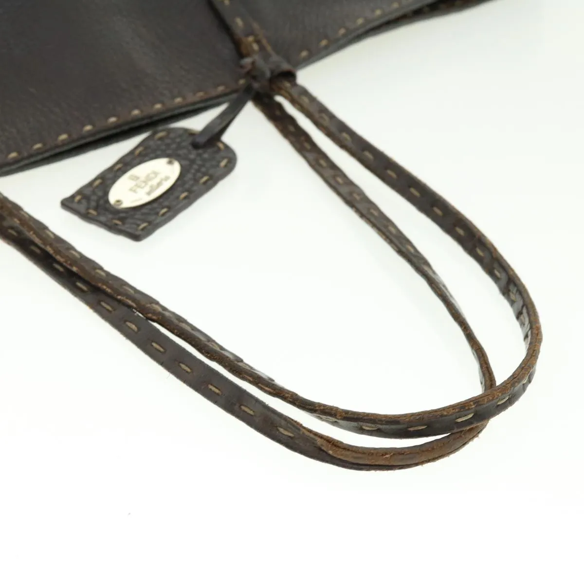 FENDI Tote Bag Leather Brown  rd4683
