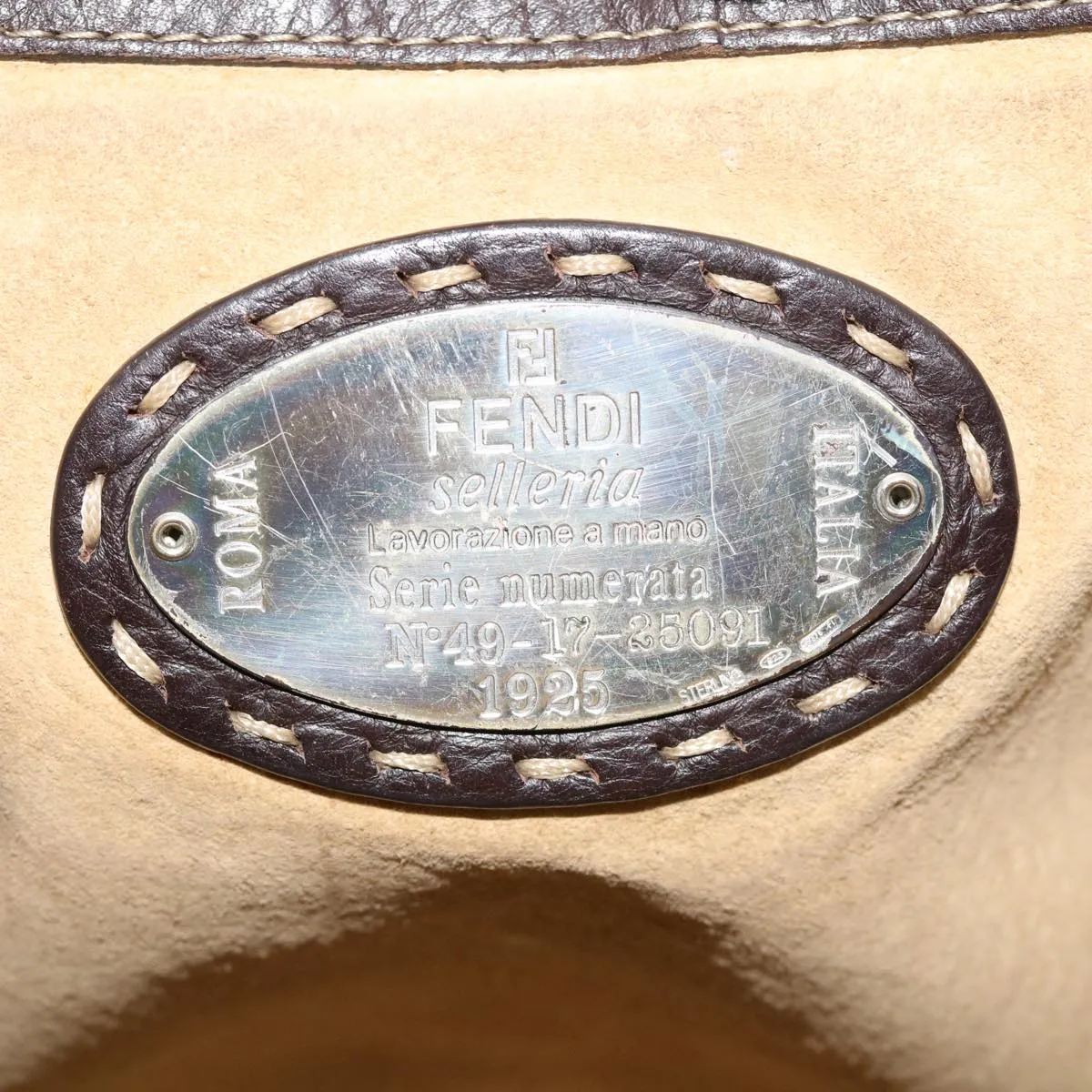 FENDI Tote Bag Leather Brown  rd4683