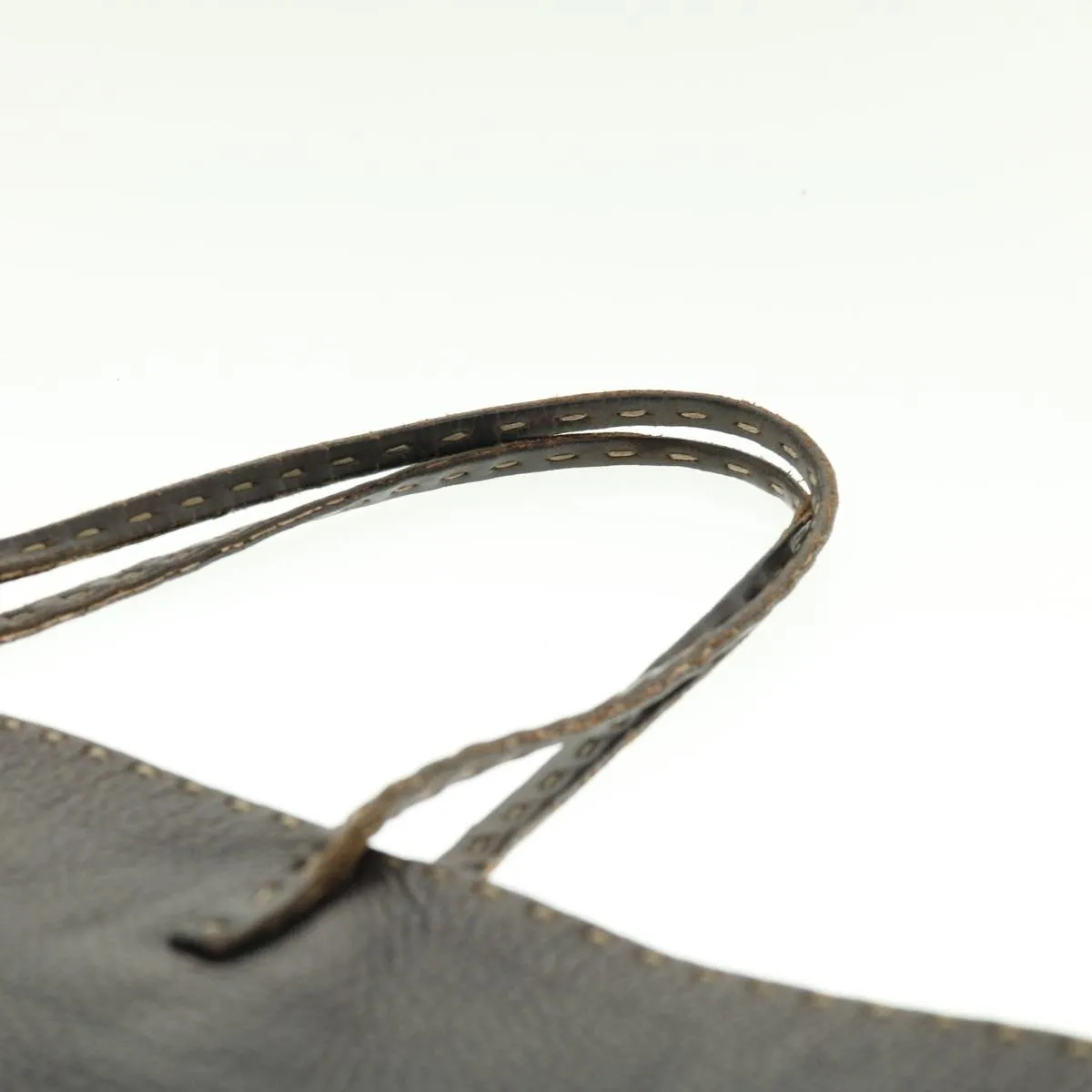 FENDI Tote Bag Leather Brown  rd4683