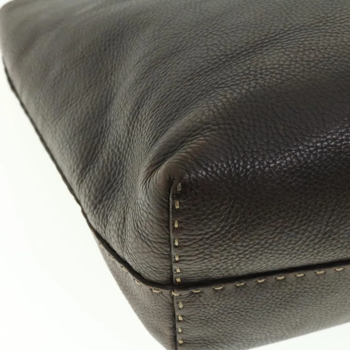 FENDI Tote Bag Leather Brown  rd4683