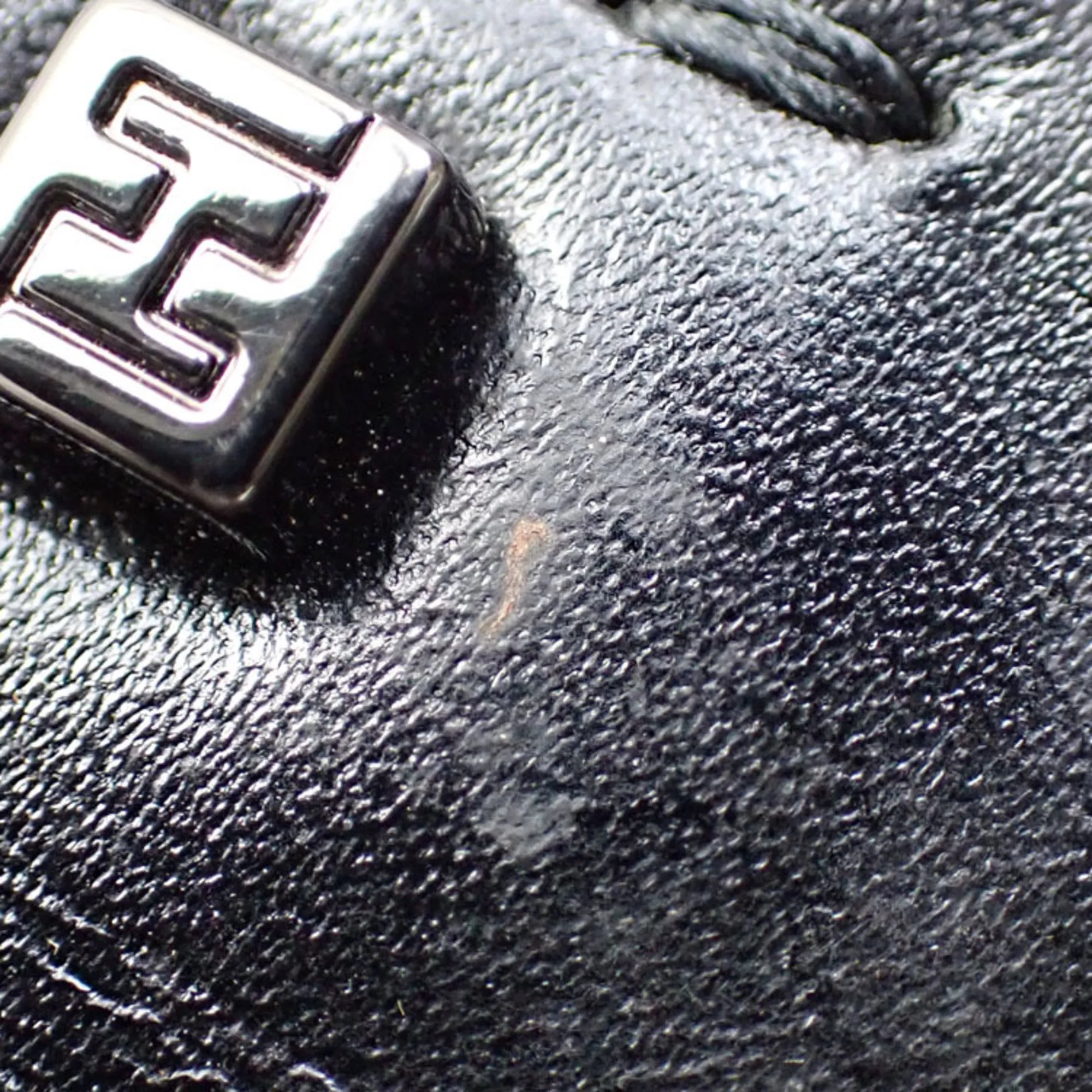FENDI Tote Bag Zucchino Women's Black Brown Canvas Leather 8BH174 Hand
