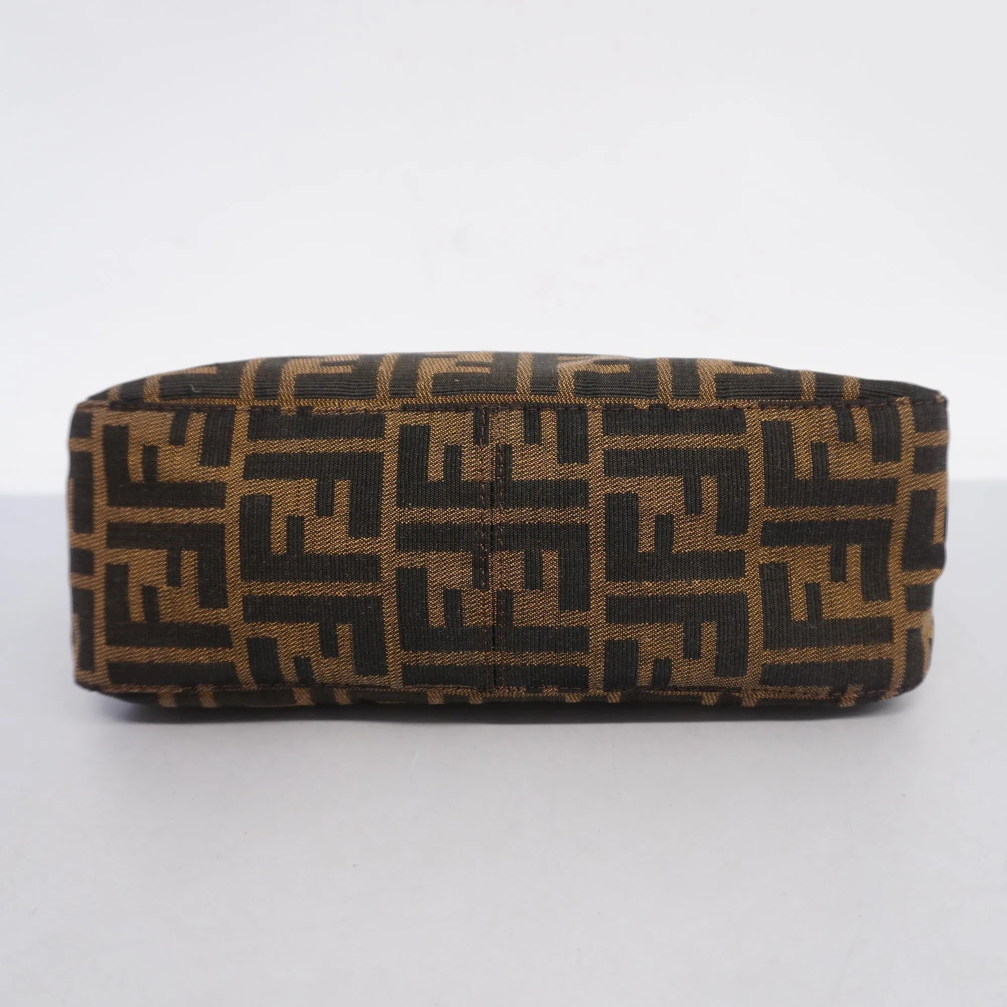 FENDI  Zucca Handbag Women's Nylon Canvas,Leather Brown