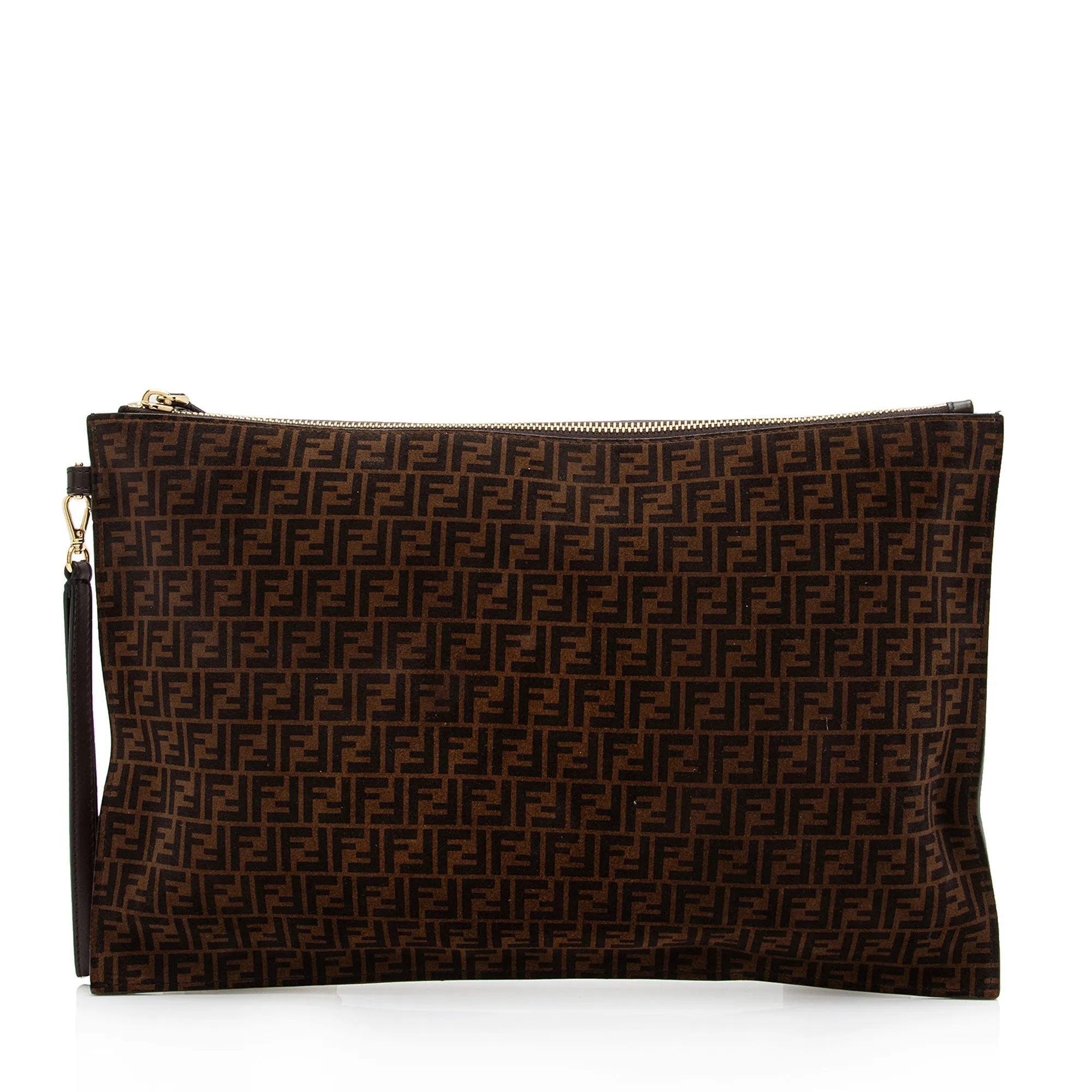 Fendi Zucchino Suede Large Flat Pouch (SHF-79WgbJ)
