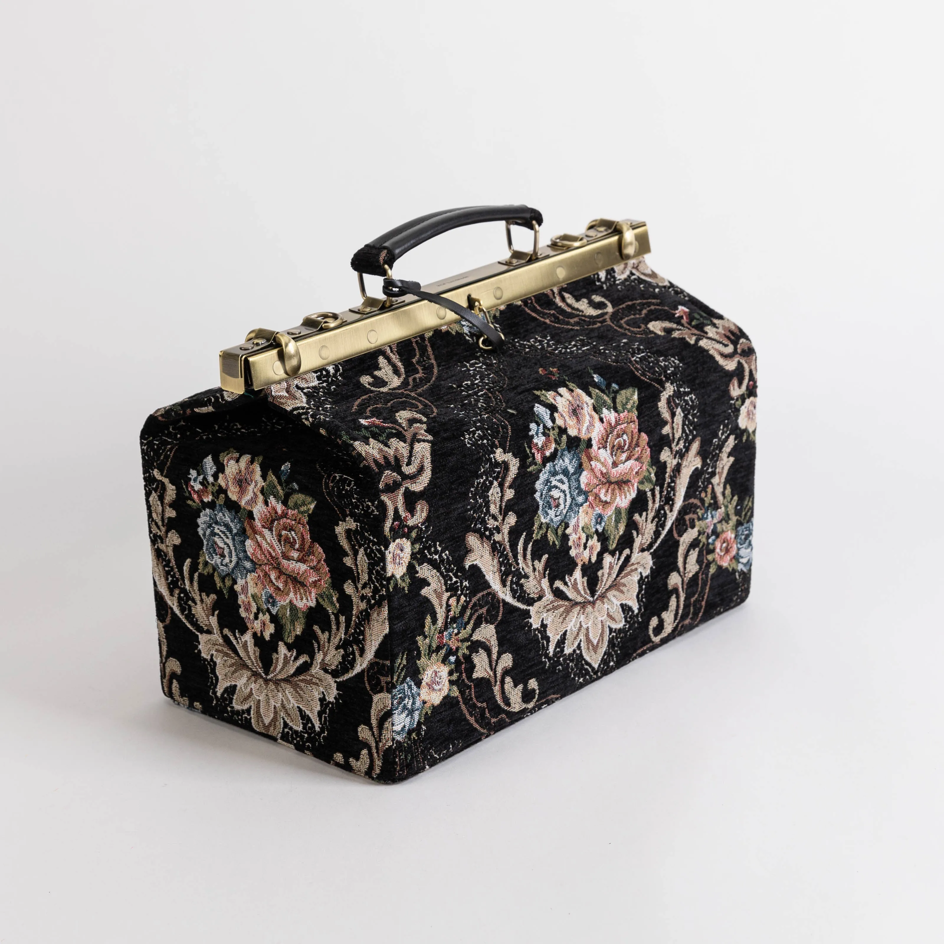 Floral Black Genevieve Carpet Gladstone Bag