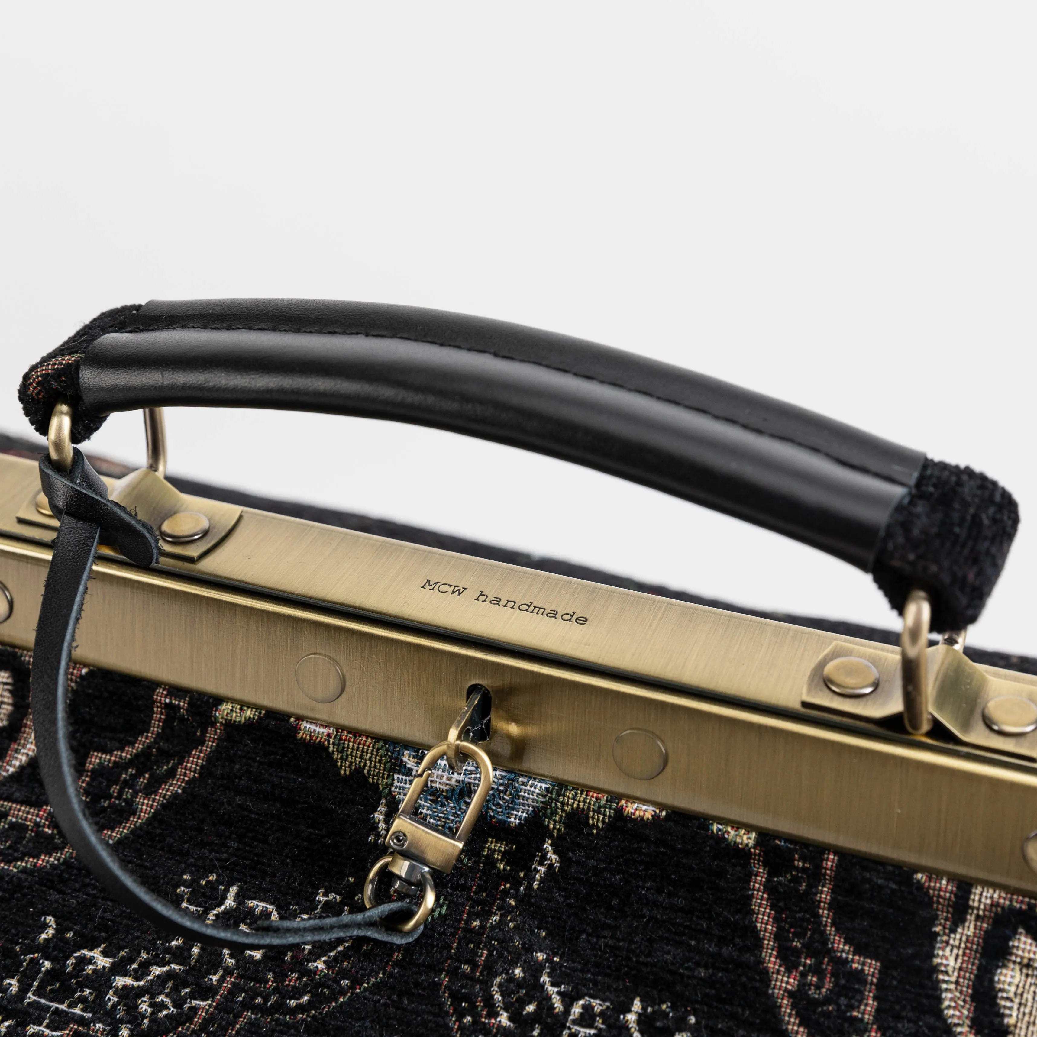 Floral Black Genevieve Carpet Gladstone Bag