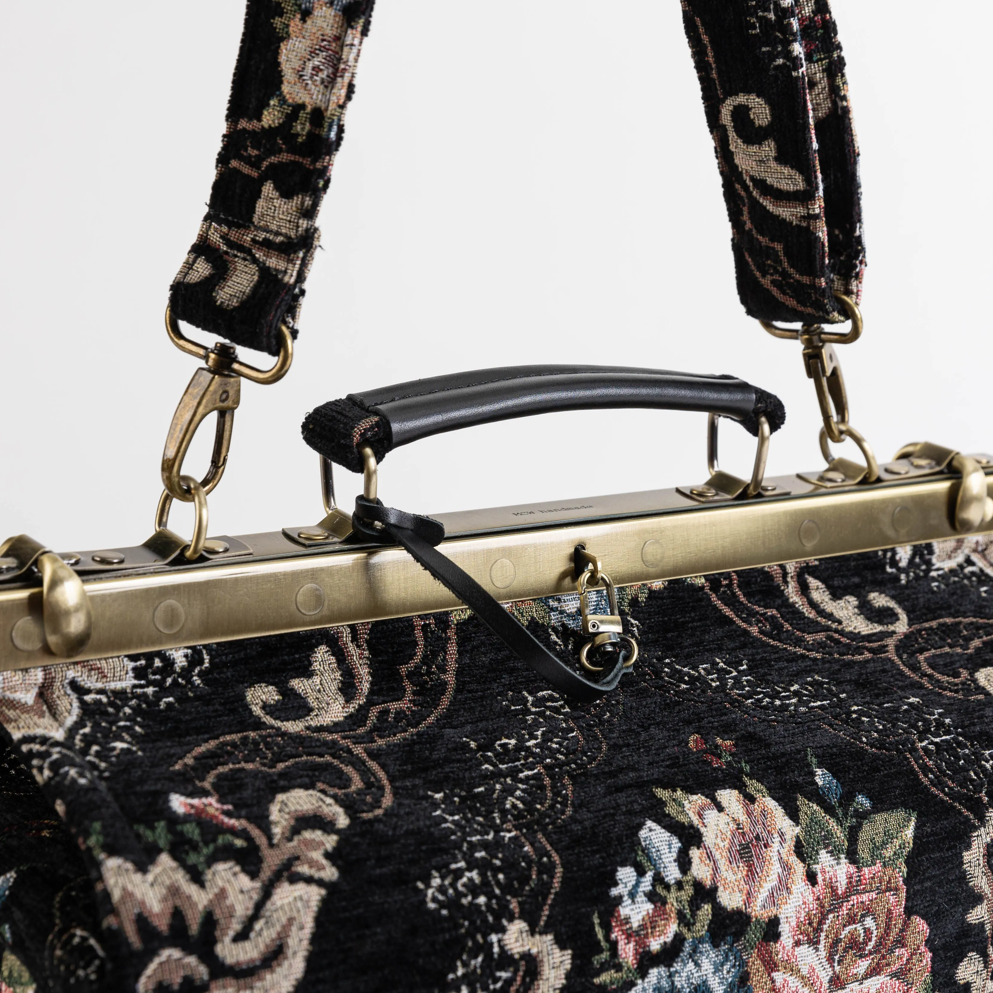 Floral Black Genevieve Carpet Gladstone Bag