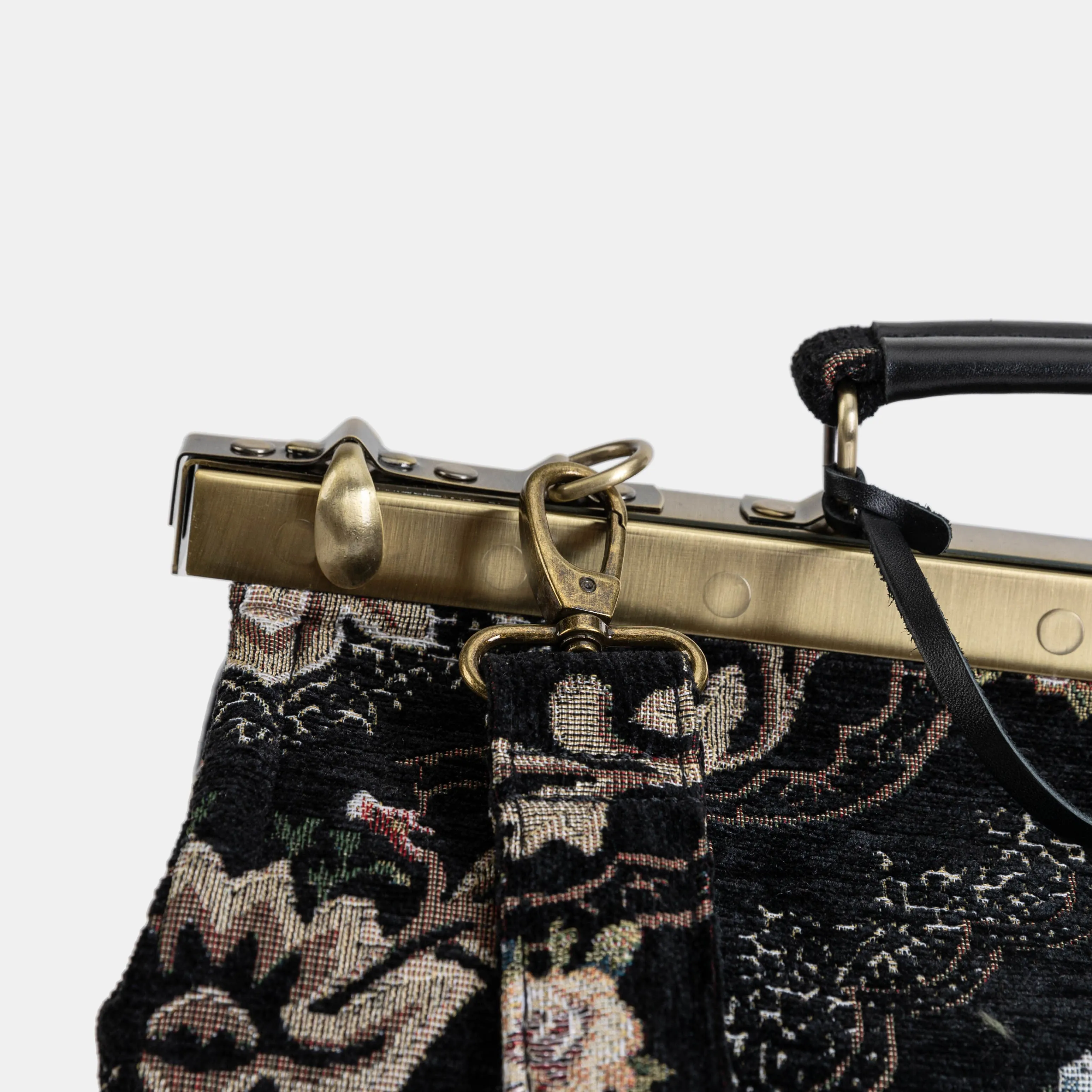 Floral Black Genevieve Carpet Gladstone Bag
