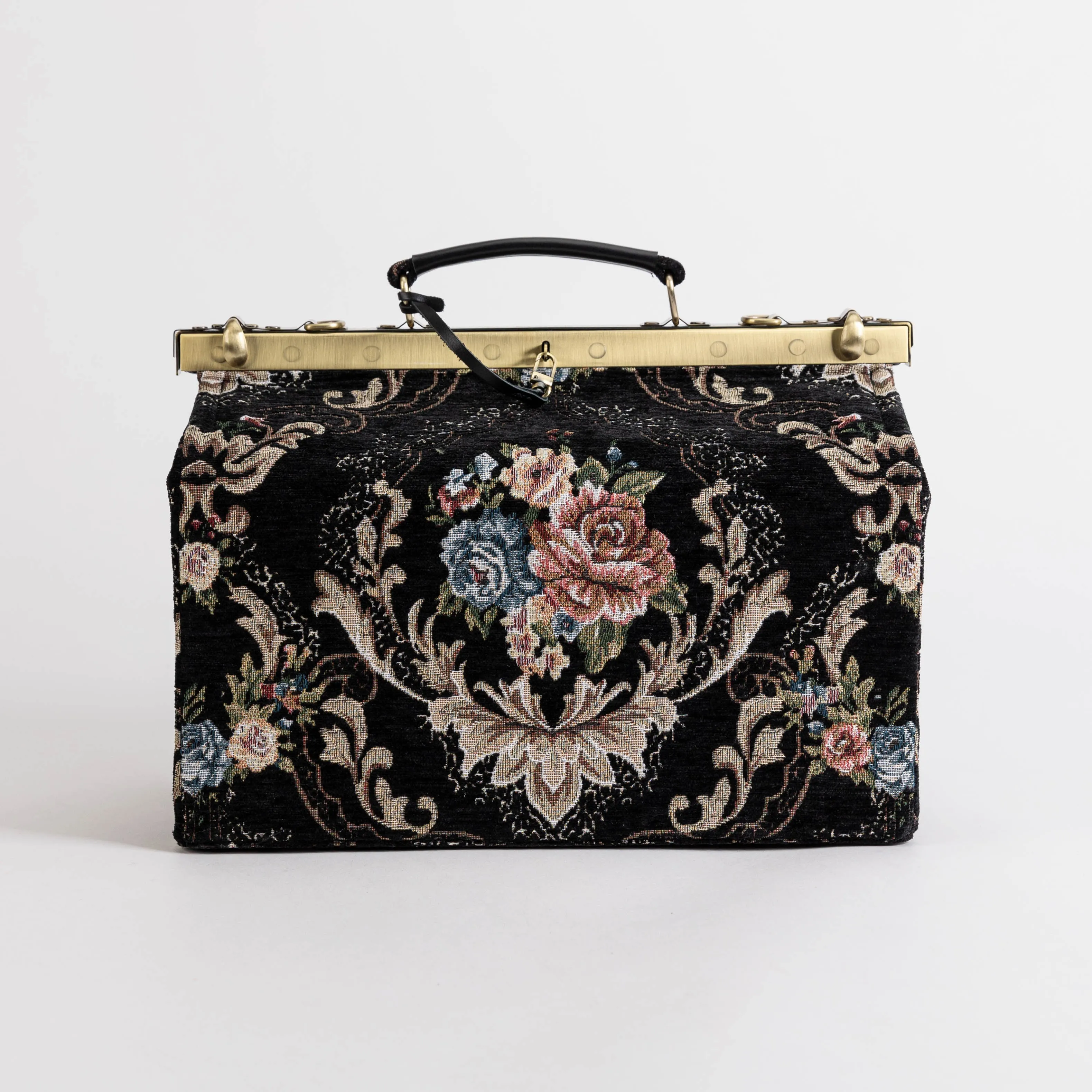 Floral Black Genevieve Carpet Gladstone Bag