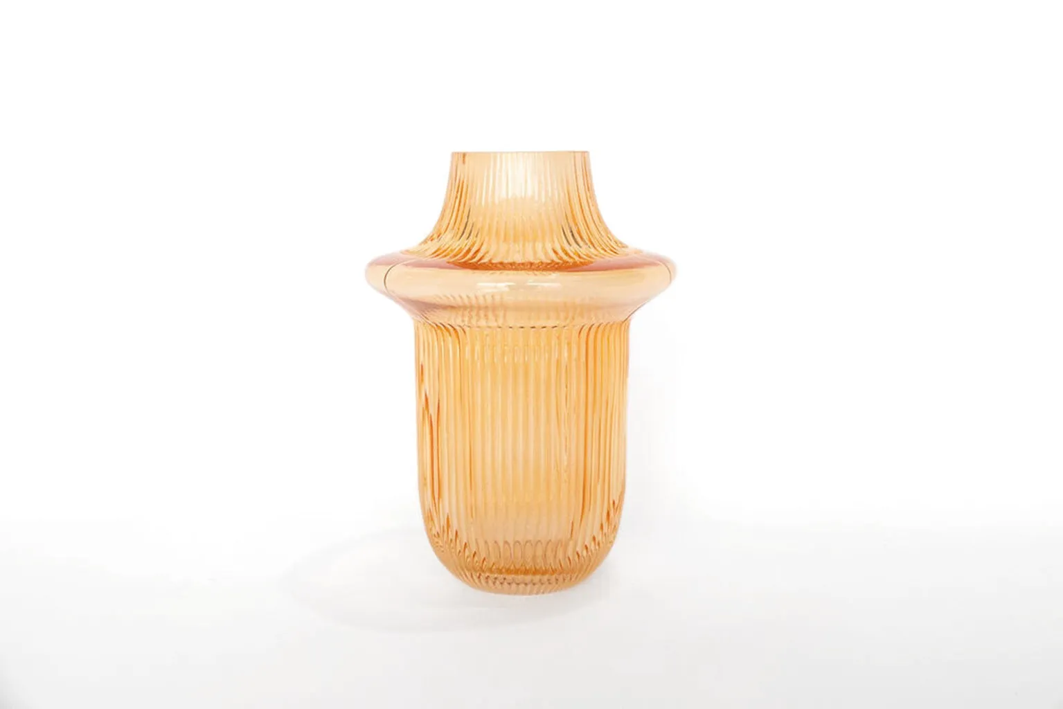 Gabel & Teller Glass Ribbed Vase 22cm - Amber